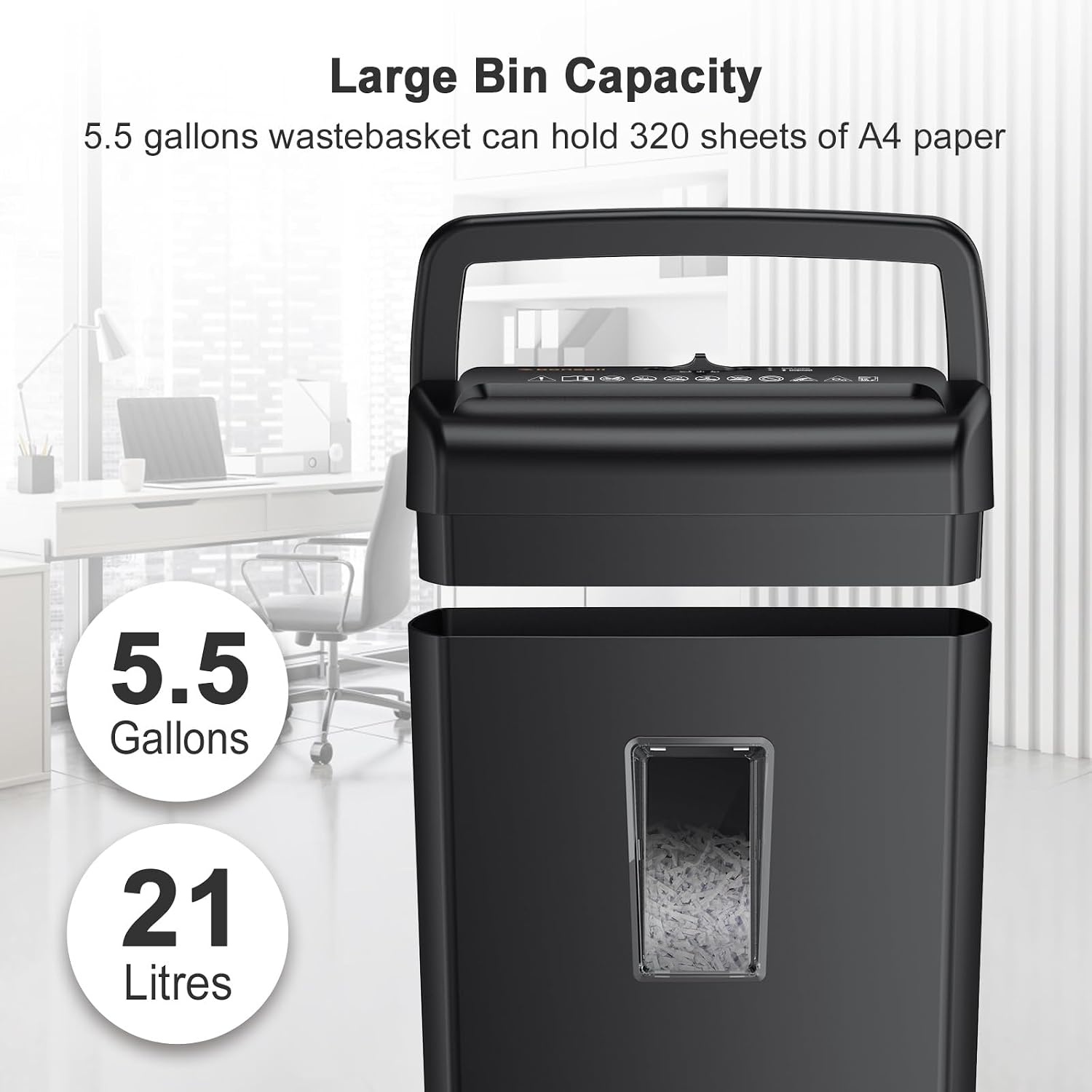 image:imageBonsaii 10Sheet Heavy Duty Cross Cut Paper Shredder for Home OfficeBlack