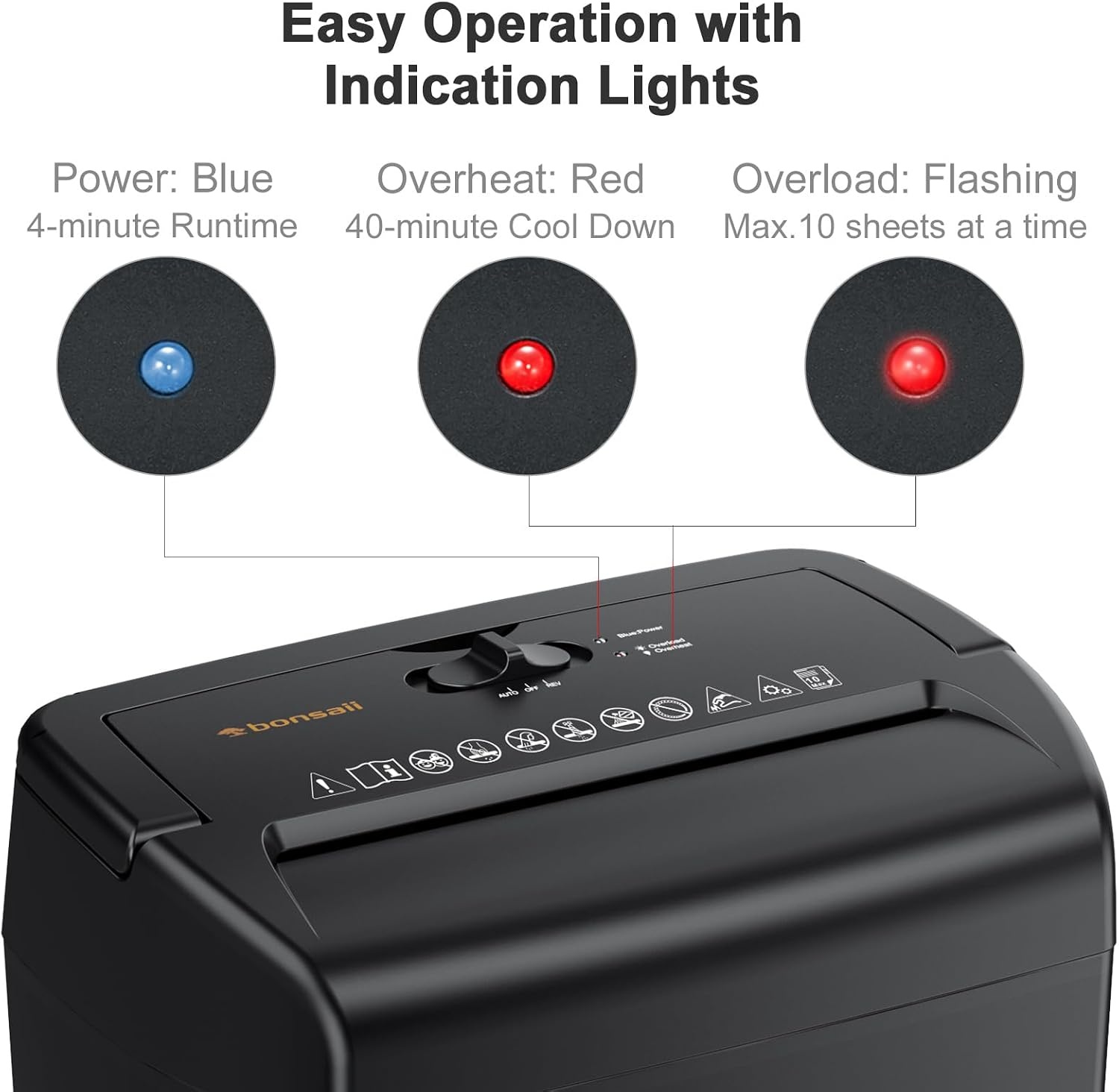image:imageBonsaii 10Sheet Heavy Duty Cross Cut Paper Shredder for Home OfficeBlack