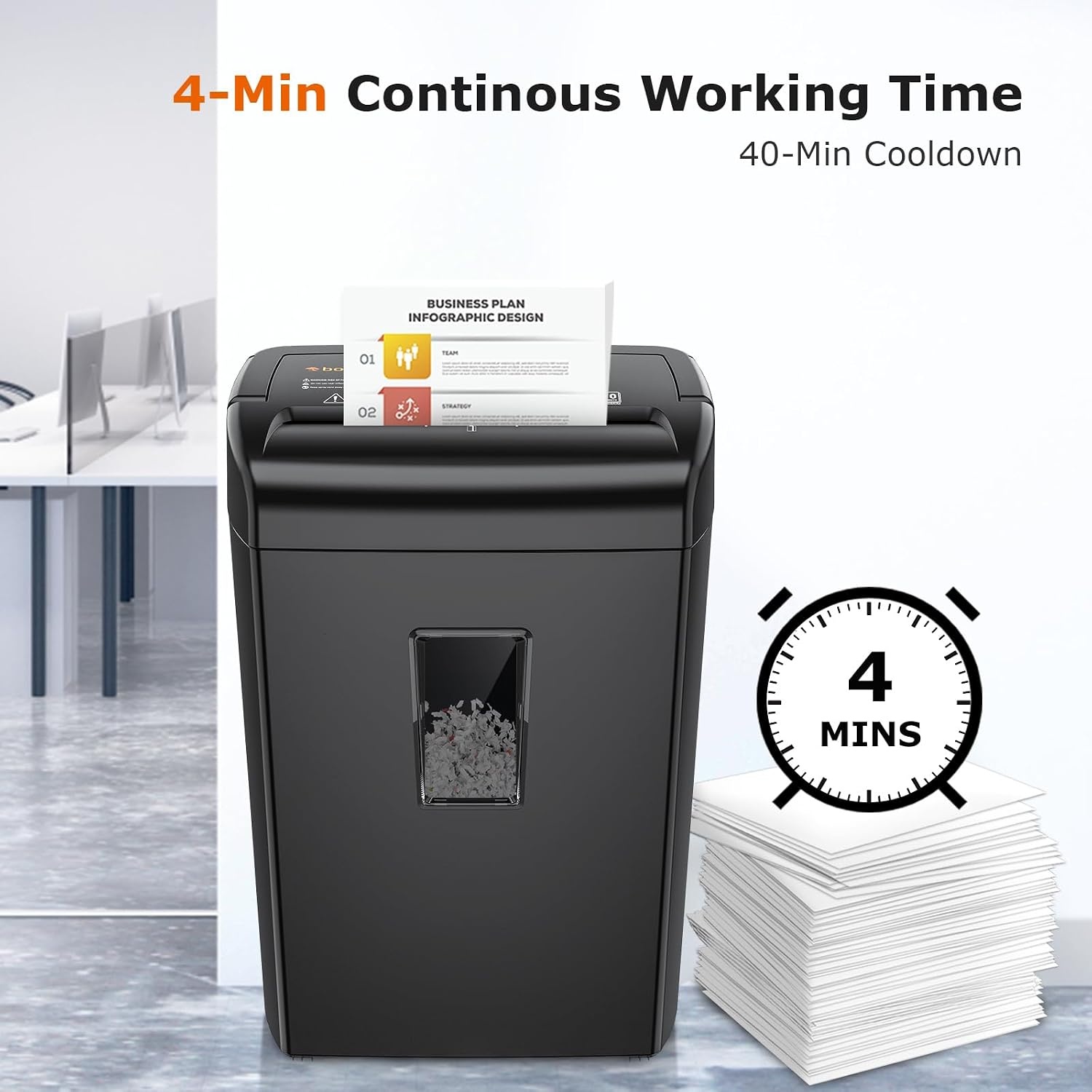 image:imageBonsaii 10Sheet Heavy Duty Cross Cut Paper Shredder for Home OfficeBlack