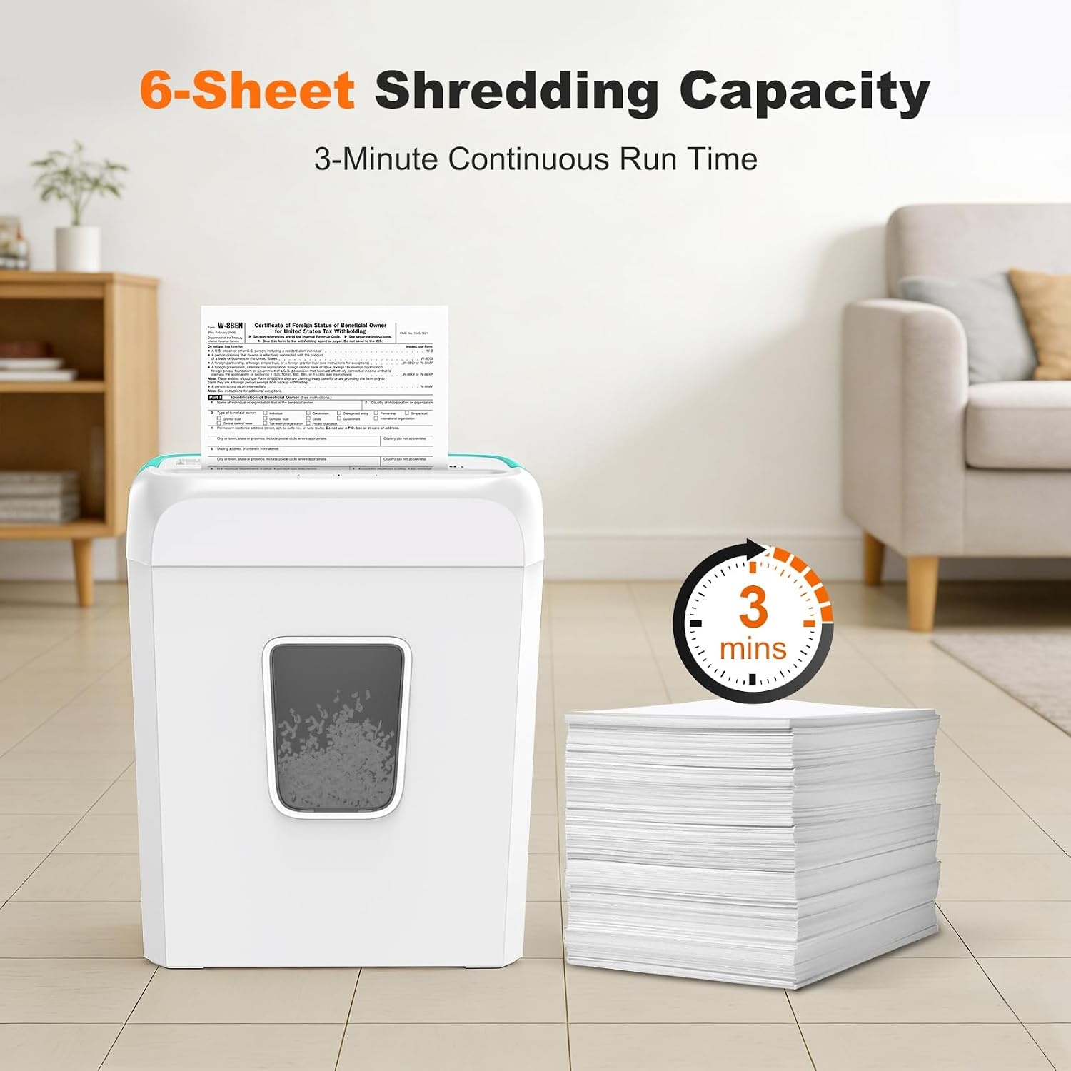 image:imageBonsaii 10Sheet Heavy Duty Cross Cut Paper Shredder for Home OfficeWhite