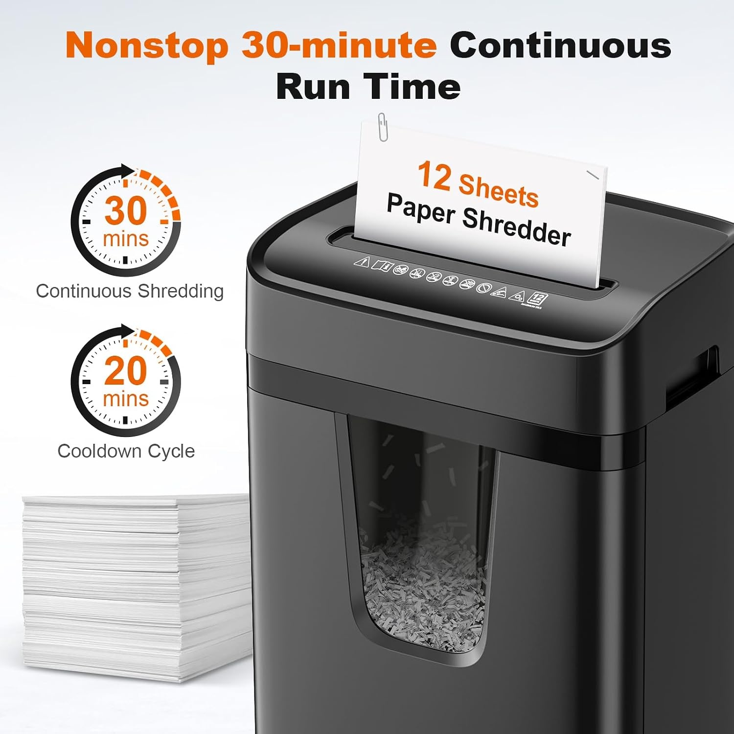 image:imageBonsaii 12Sheet Cross Cut Heavy Duty Paper Shredder for Home OfficeBlack