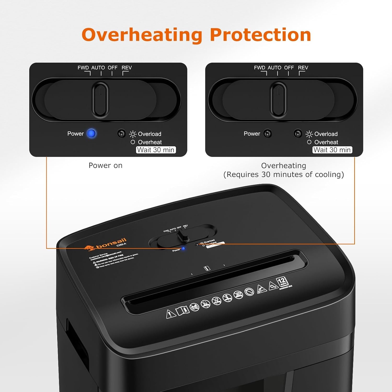 image:imageBonsaii 12Sheet Cross Cut Heavy Duty Paper Shredder for Home OfficeBlack