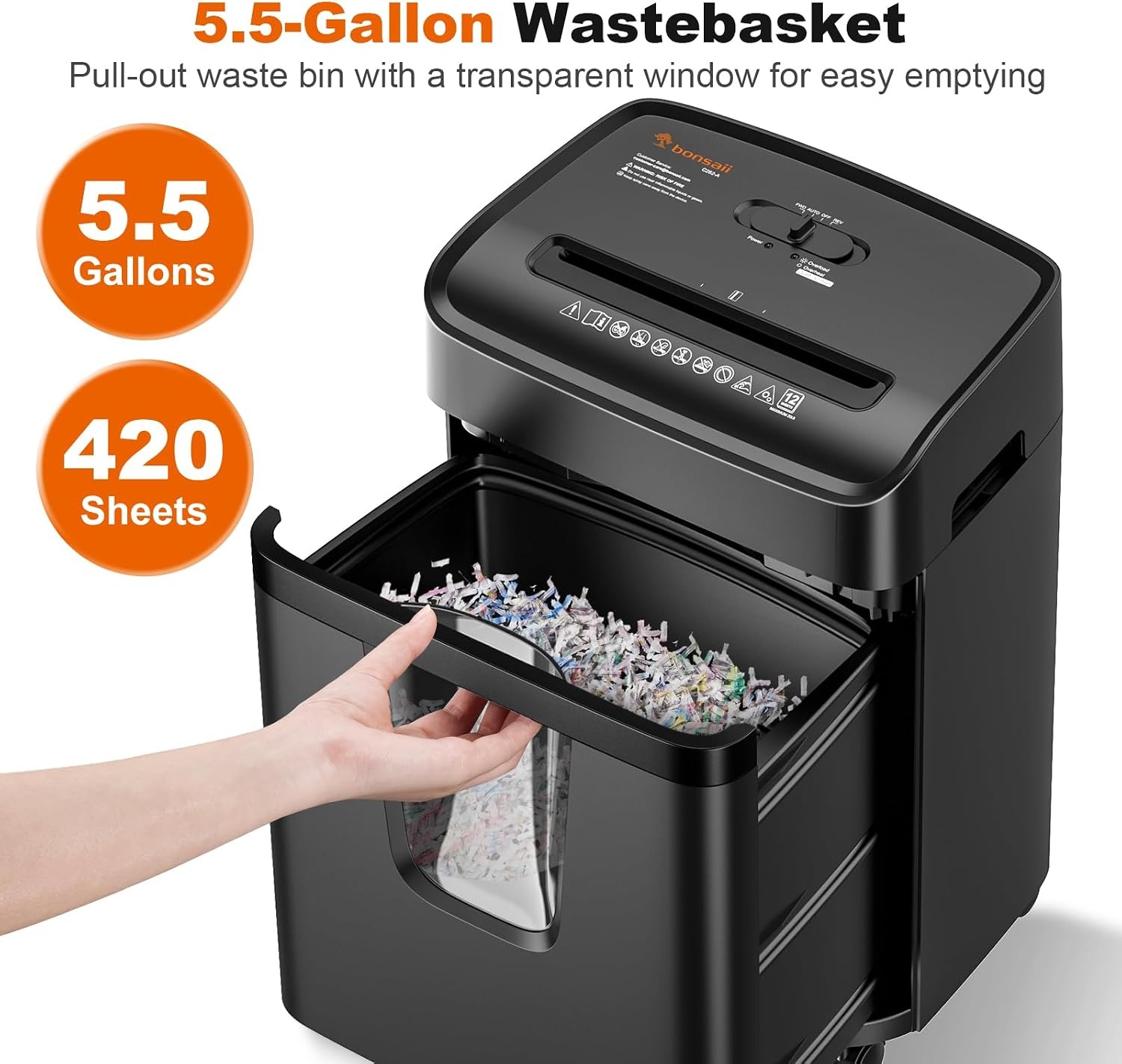 image:imageBonsaii 12Sheet Cross Cut Heavy Duty Paper Shredder for Home OfficeBlack