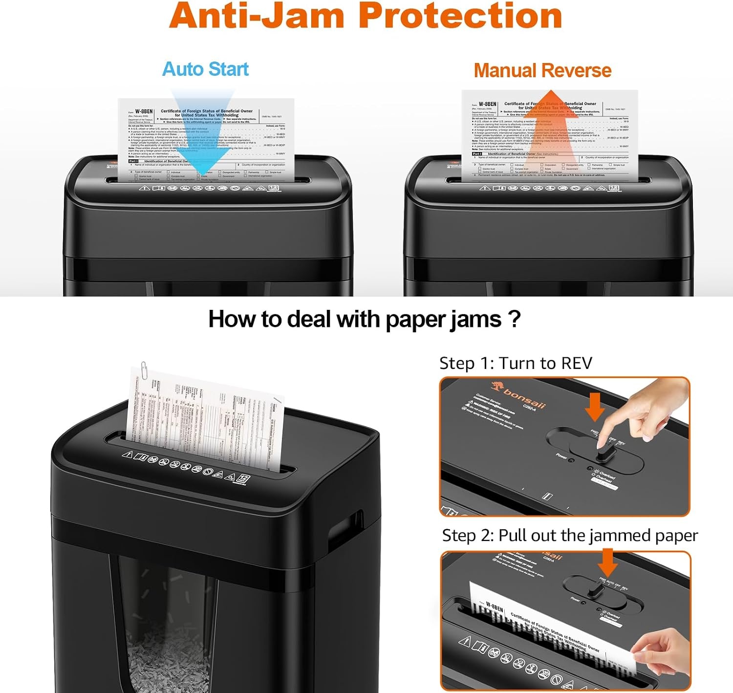 image:imageBonsaii 12Sheet Cross Cut Heavy Duty Paper Shredder for Home OfficeBlack