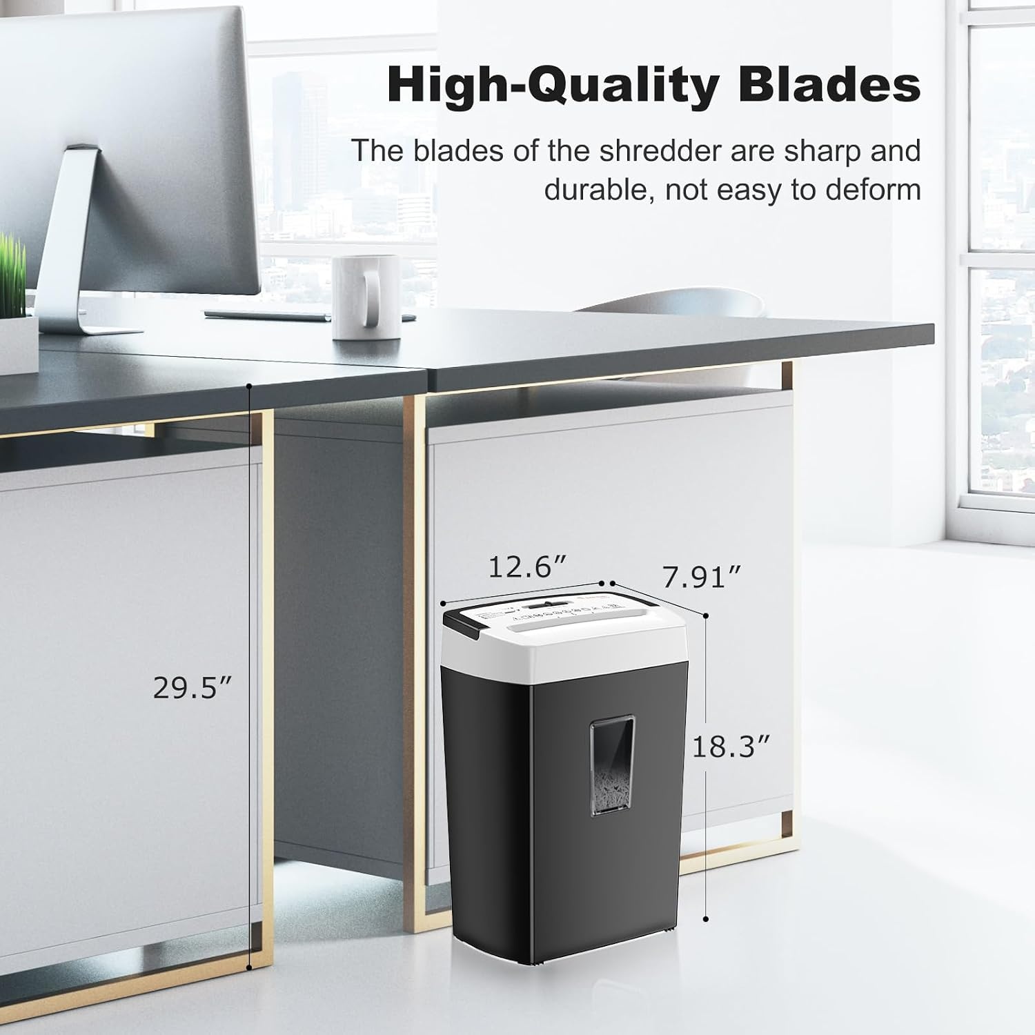 image:imageBonsaii 12Sheet Cross Cut Shredder P4 High Security Shredding 55 Gal Heavy Duty for Home Office Shreds Paper Credit Card Mail Staples with Transparent Window WhiteBlack White