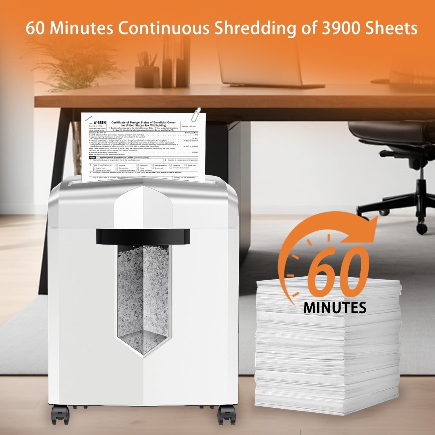 image:imageBonsaii 12Sheet Crosscut Paper Shredder for Home Office P4 Security 5Minute Continuous Run Time Overheat Protection 55Gallon Bin with Clear Window amp Handle Compact White DesignWhite