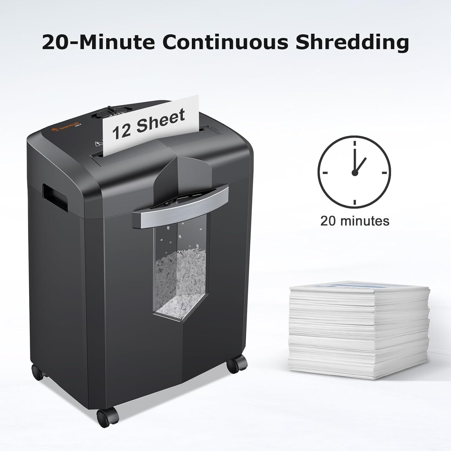 image:imageBonsaii 12Sheet Micro Cut 60Minute Paper Shredders for Home OfficeBlack