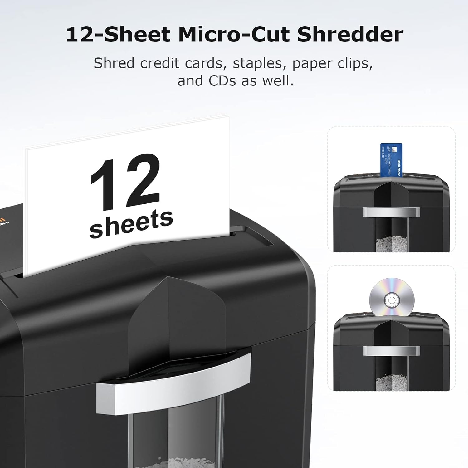 image:imageBonsaii 12Sheet Micro Cut 60Minute Paper Shredders for Home OfficeBlack
