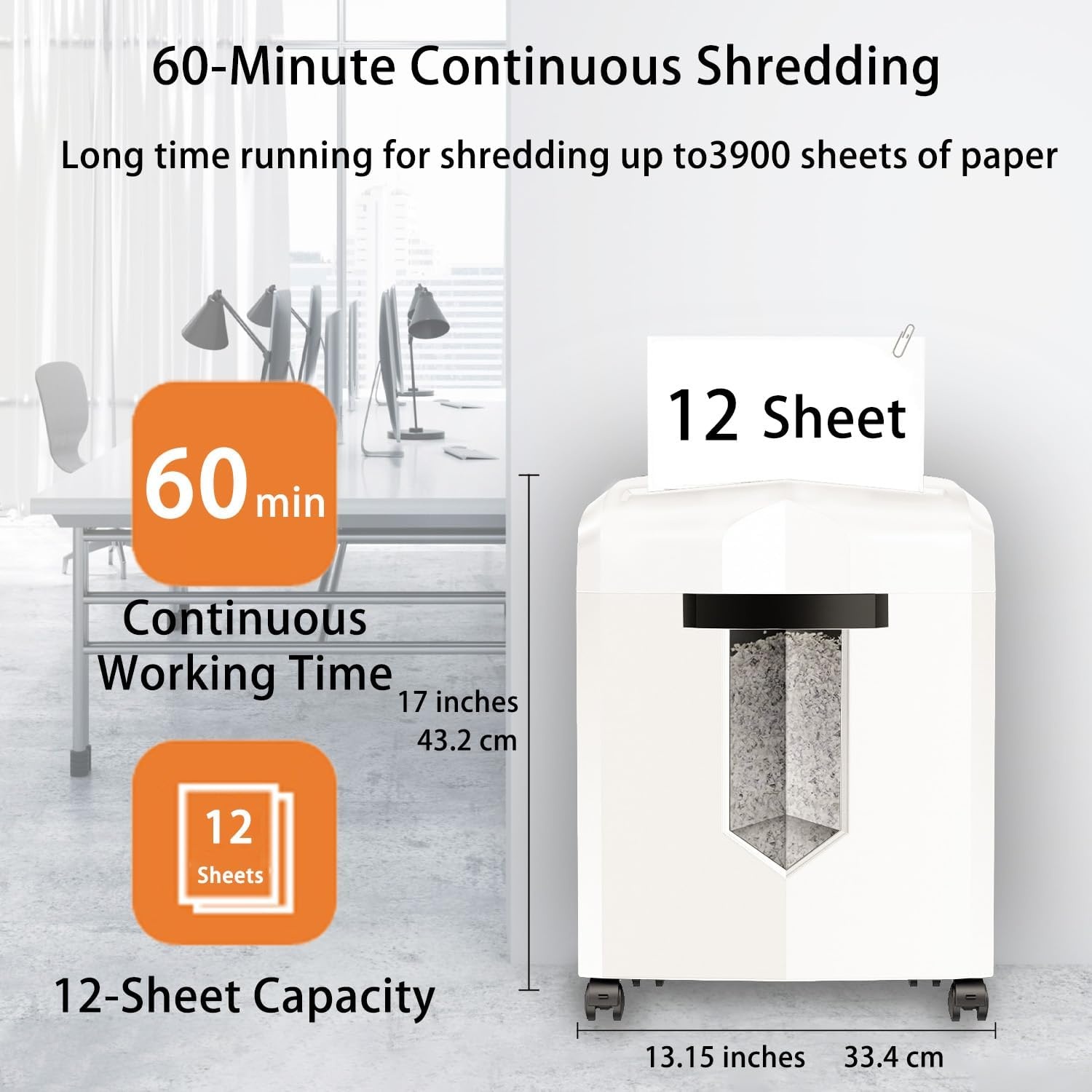 image:imageBonsaii 12Sheet Micro Cut 60Minute Paper Shredders for Home OfficeWhite