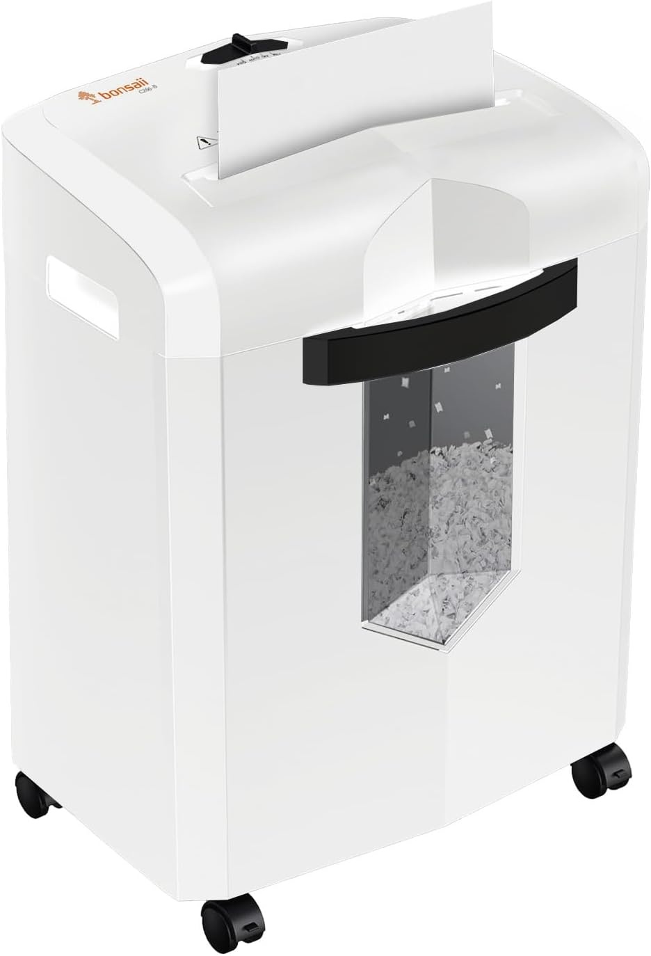image:imageBonsaii 12Sheet Micro Cut Shredder P4 Security Level Shreds Paper CD Credit Card Mail Staple amp Clip 60 Min Continuous Use JamProof System 42 Gal Pullout BinWhite