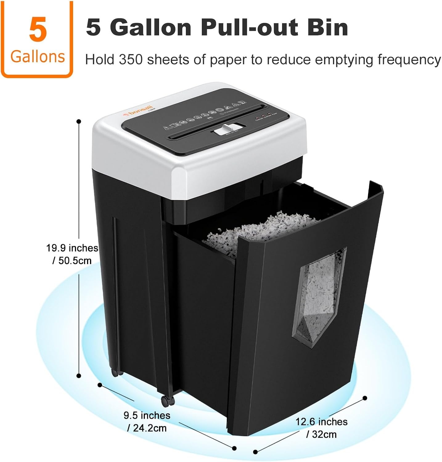 image:imageBonsaii 15Sheet CrossCut 40Min Heavy Duty Paper Shredder for Home Office