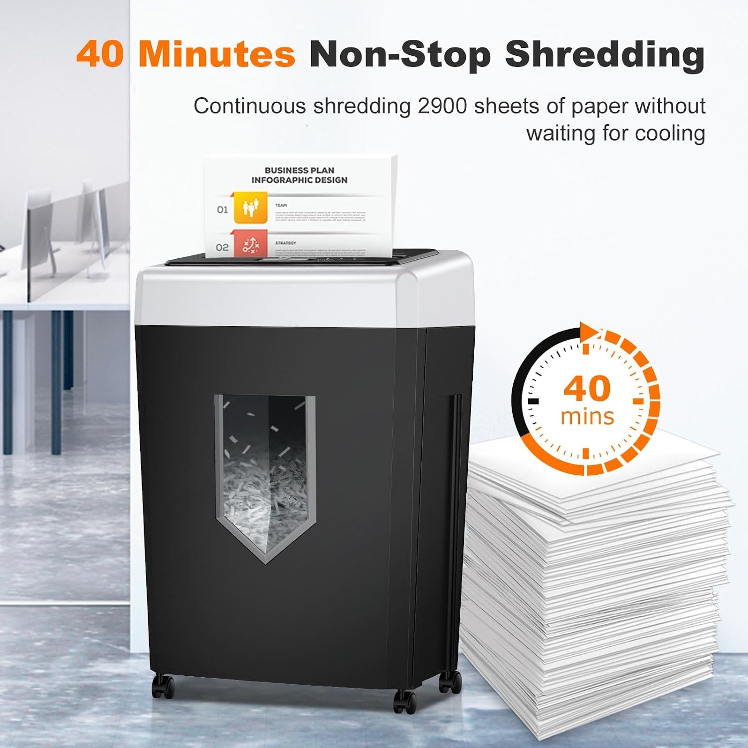 image:imageBonsaii 15Sheet CrossCut 40Min Heavy Duty Paper Shredder for Home Office