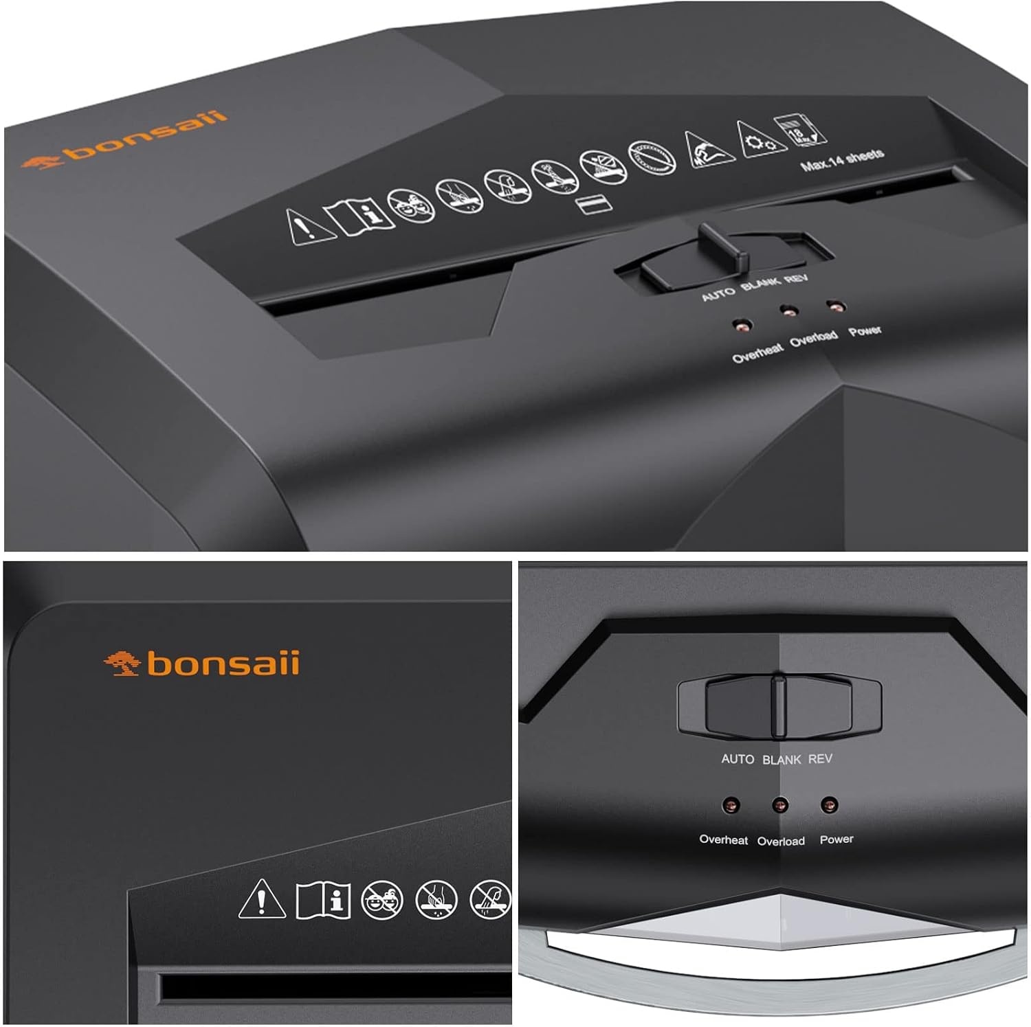 image:imageBonsaii 18Sheet CrossCut 60Min Run Heavy Duty Paper Shredder1 8 Sheet Cross Cut