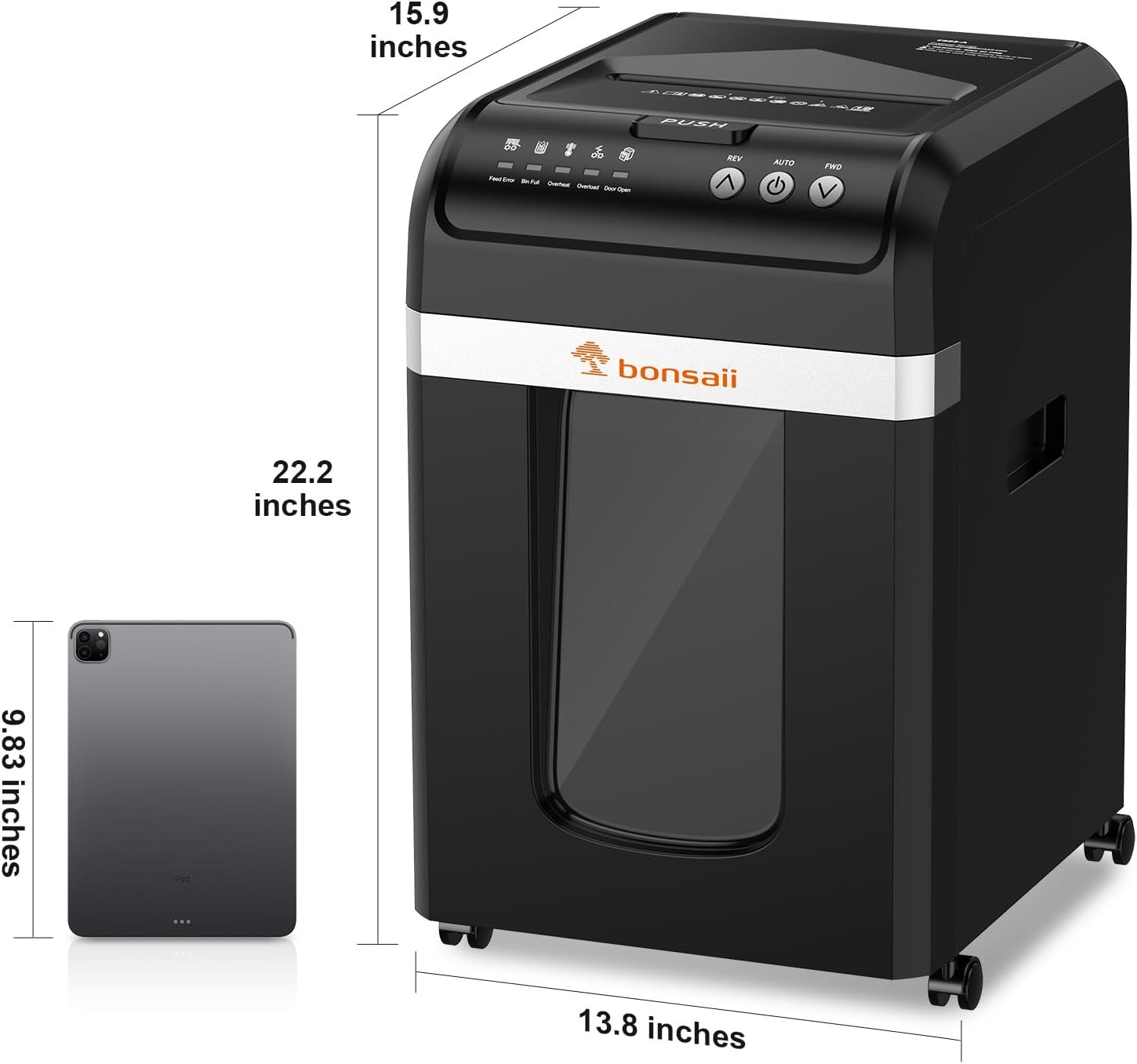 image:imageBonsaii 200Sheet Auto Feed Micro Cut Heavy Duty Paper Shredder for OfficeBlack