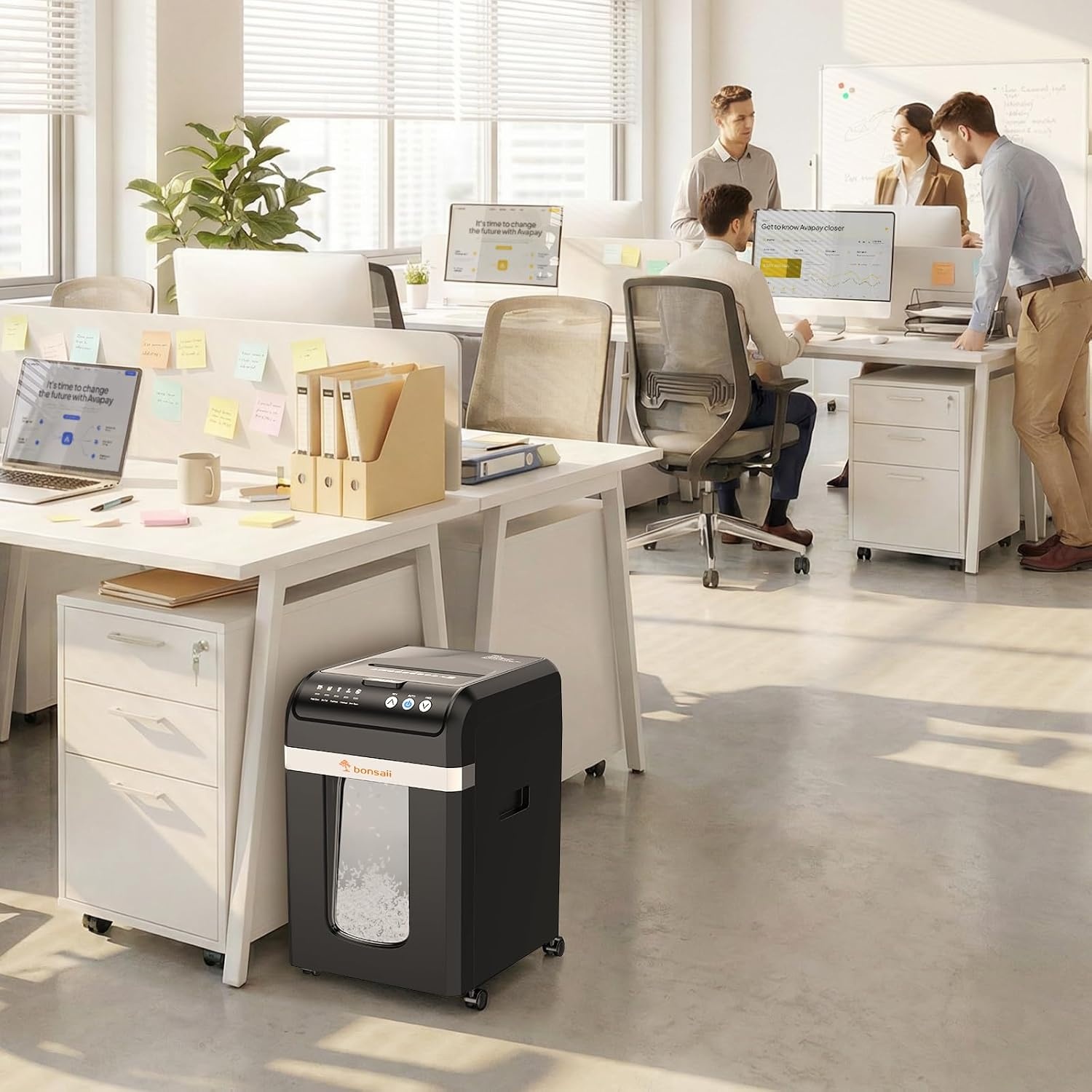 image:imageBonsaii 200Sheet Auto Feed Micro Cut Heavy Duty Paper Shredder for OfficeBlack