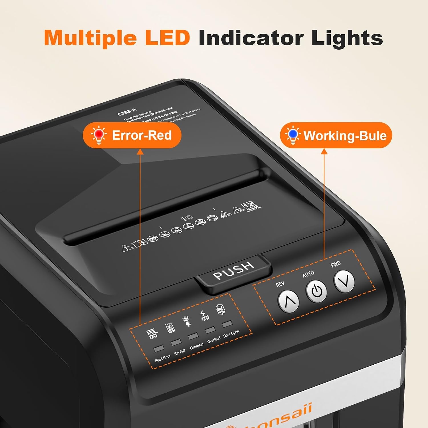image:imageBonsaii 200Sheet Auto Feed Micro Cut Heavy Duty Paper Shredder for OfficeBlack