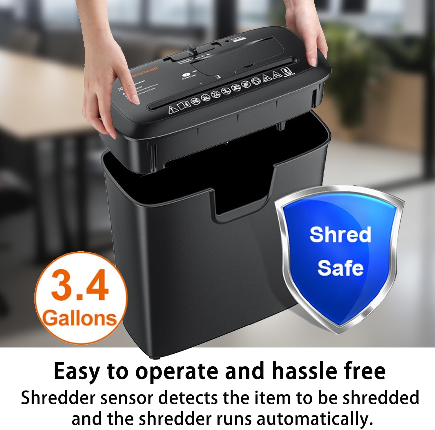image:imageBonsaii 5Sheet Crosscut Shredder Perfect for Home or Office Use Shreds Paper Credit Cards Staples amp Clips 34Gallon Bin WhiteBlueBlack
