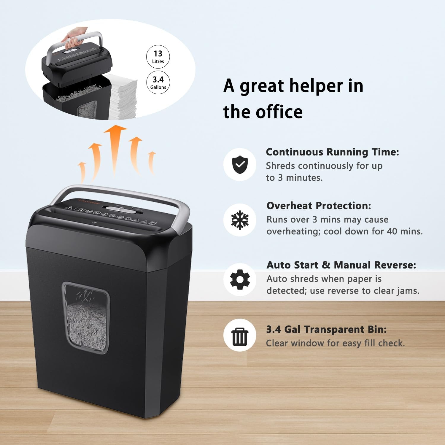 image:imageBonsaii 5Sheet Crosscut Shredder Perfect for Home or Office Use Shreds Paper Credit Cards Staples amp Clips 34Gallon Bin WhiteBlueBlack