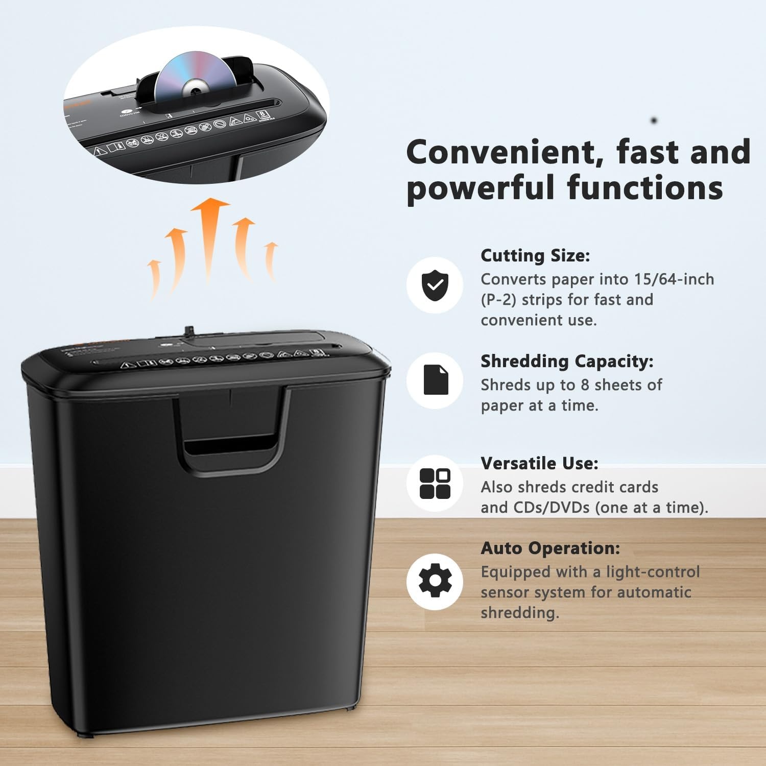 image:imageBonsaii 5Sheet Crosscut Shredder Perfect for Home or Office Use Shreds Paper Credit Cards Staples amp Clips 34Gallon Bin WhiteBlueBlack