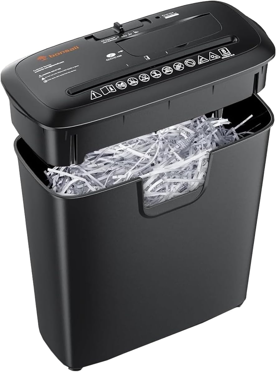 image:imageBonsaii 5Sheet Crosscut Shredder Perfect for Home or Office Use Shreds Paper Credit Cards Staples amp Clips 34Gallon Bin WhiteBlueBlack