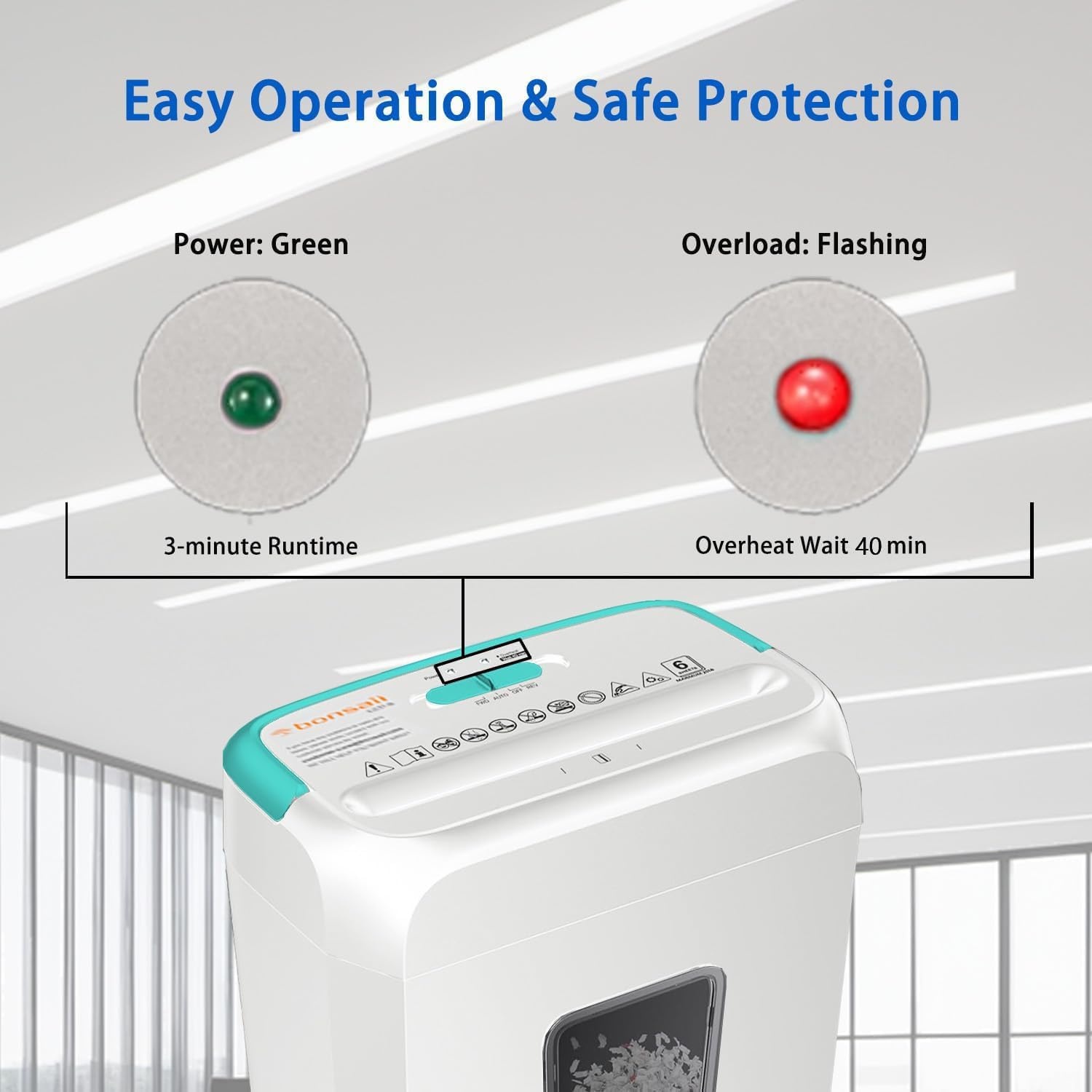 image:imageBonsaii 5Sheet Crosscut Shredder Perfect for Home or Office Use Shreds Paper Credit Cards Staples amp Clips 34Gallon Bin WhiteBlueWhite and Blue