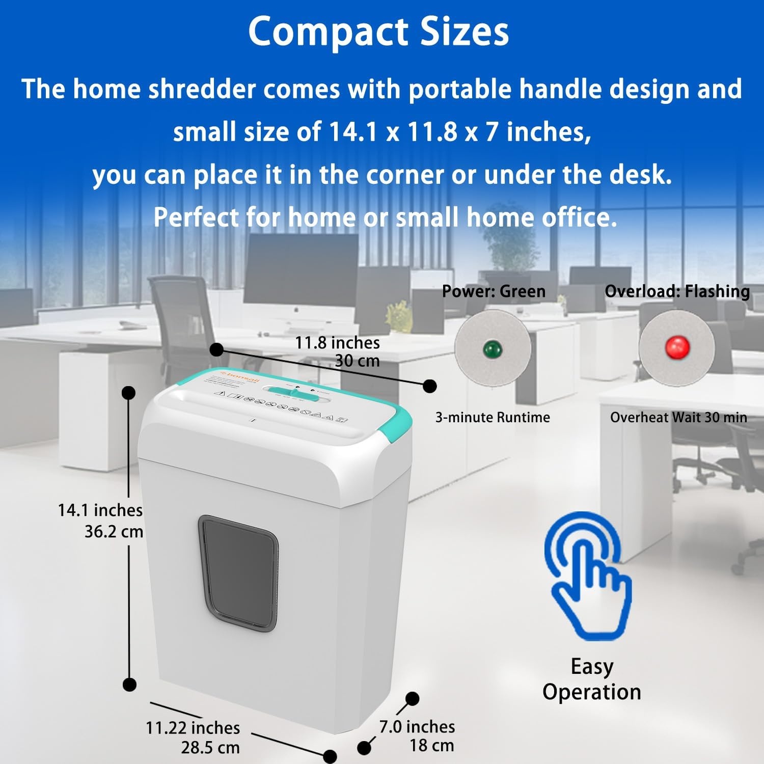 image:imageBonsaii 5Sheet Crosscut Shredder Perfect for Home or Office Use Shreds Paper Credit Cards Staples amp Clips 34Gallon Bin WhiteBlueWhite and Blue