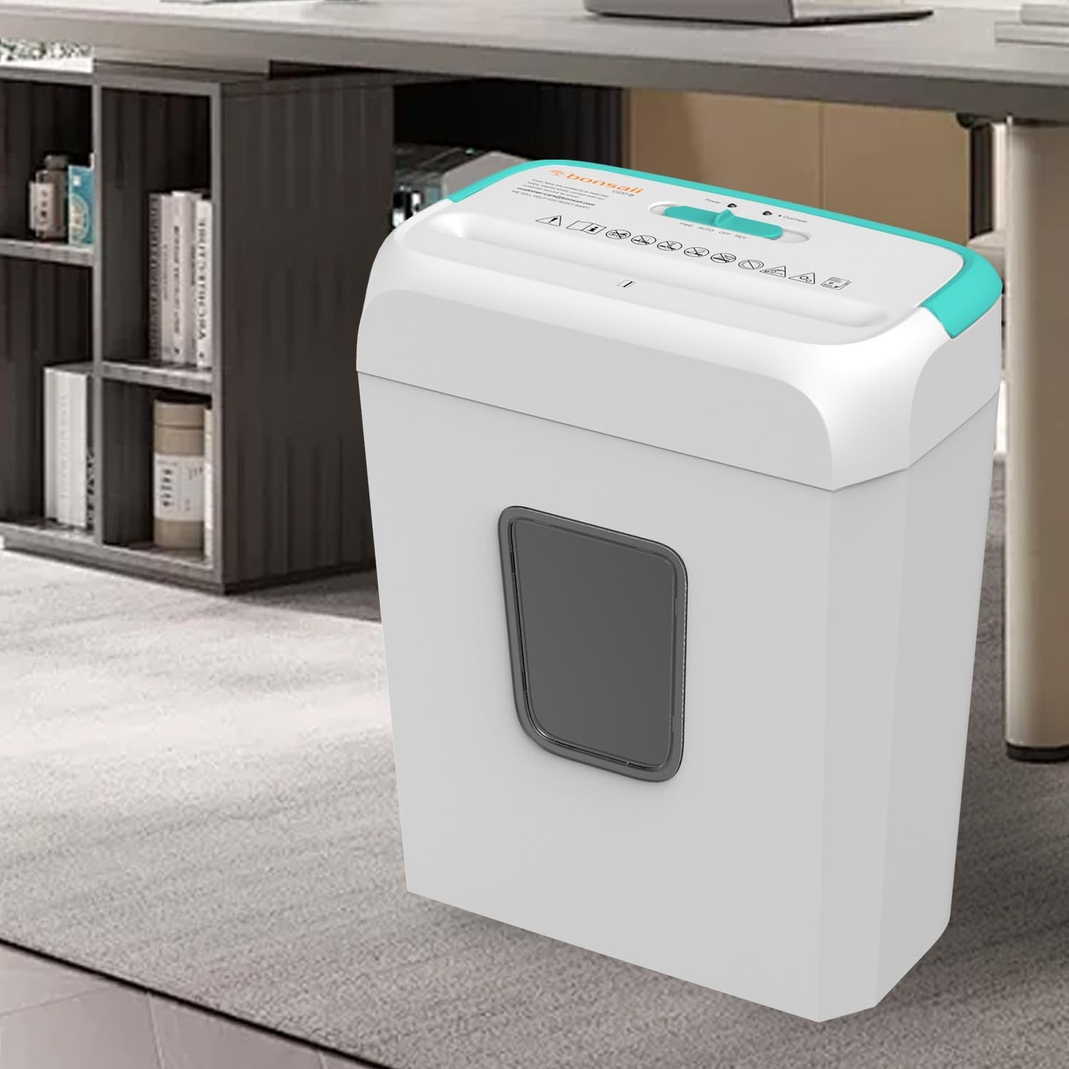 image:imageBonsaii 5Sheet Crosscut Shredder Perfect for Home or Office Use Shreds Paper Credit Cards Staples amp Clips 34Gallon Bin WhiteBlueWhite and Blue