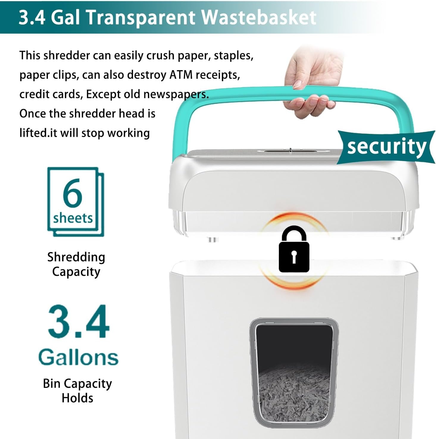image:imageBonsaii 5Sheet Crosscut Shredder Perfect for Home or Office Use Shreds Paper Credit Cards Staples amp Clips 34Gallon Bin WhiteBlueWhite and Blue
