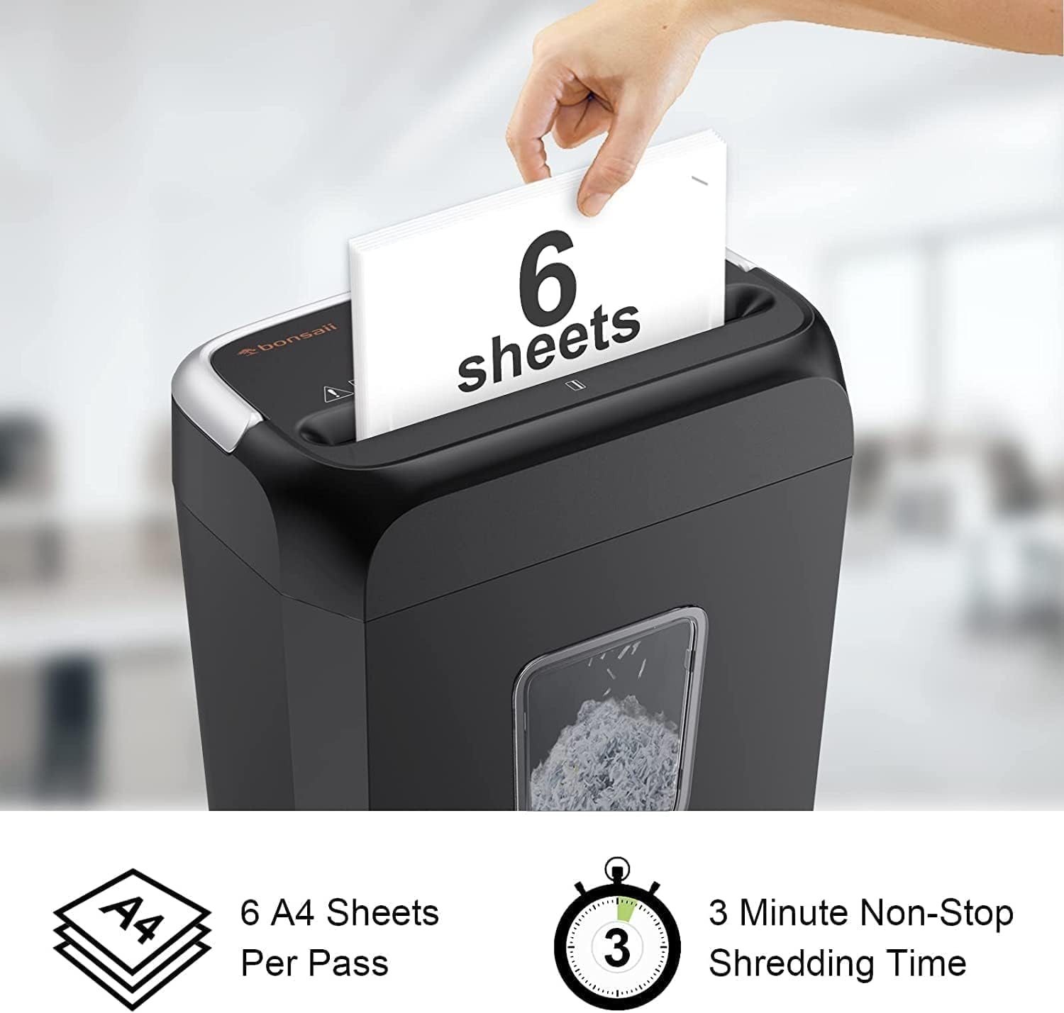 image:imageBonsaii 6 Sheet Crosscut C237B Paper Shredder for Home Office Use amp 24 Pack Lubricant Sheets