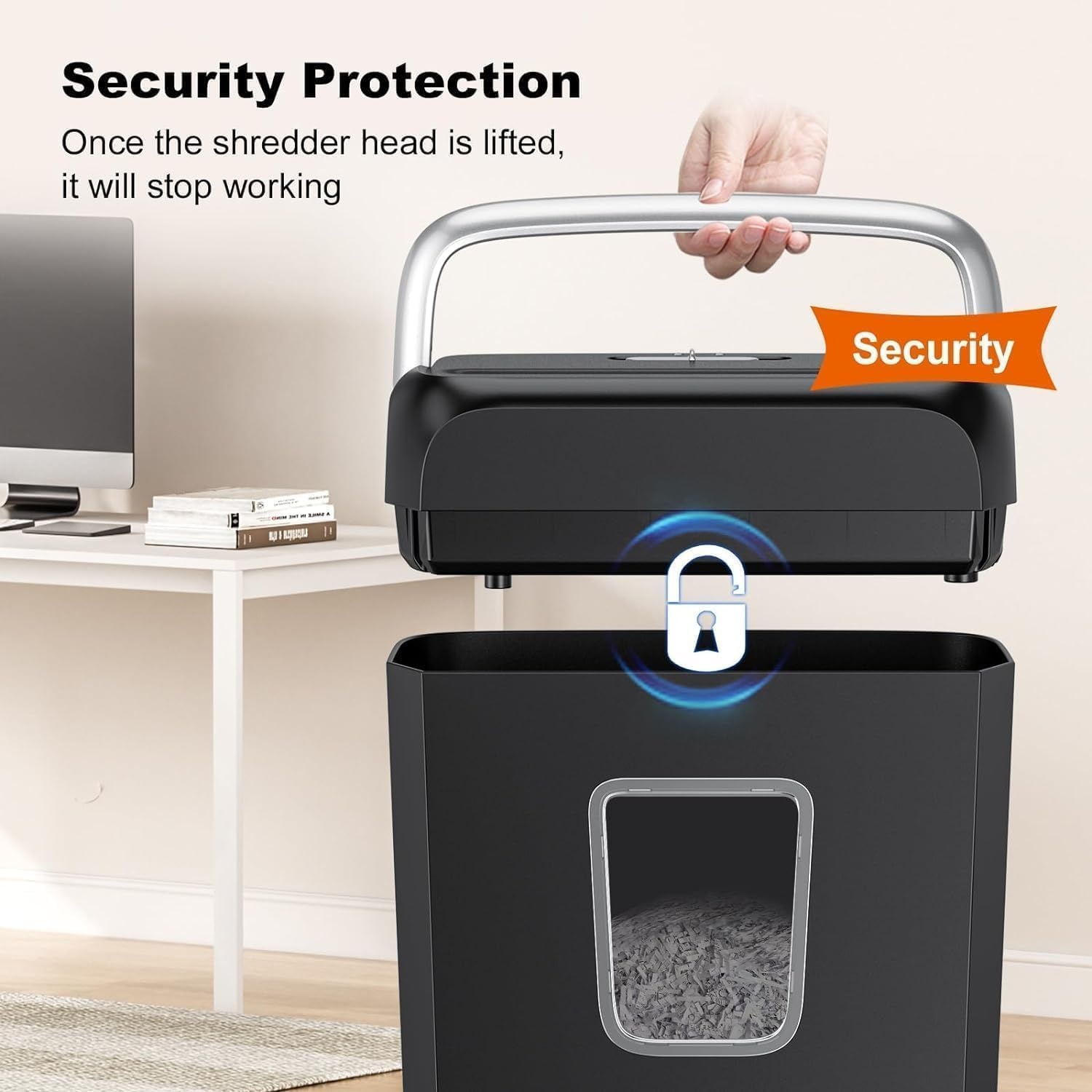 image:imageBonsaii 6Sheet Cross Cut Paper Shredder for Home 34 Gal BinBlack Gray