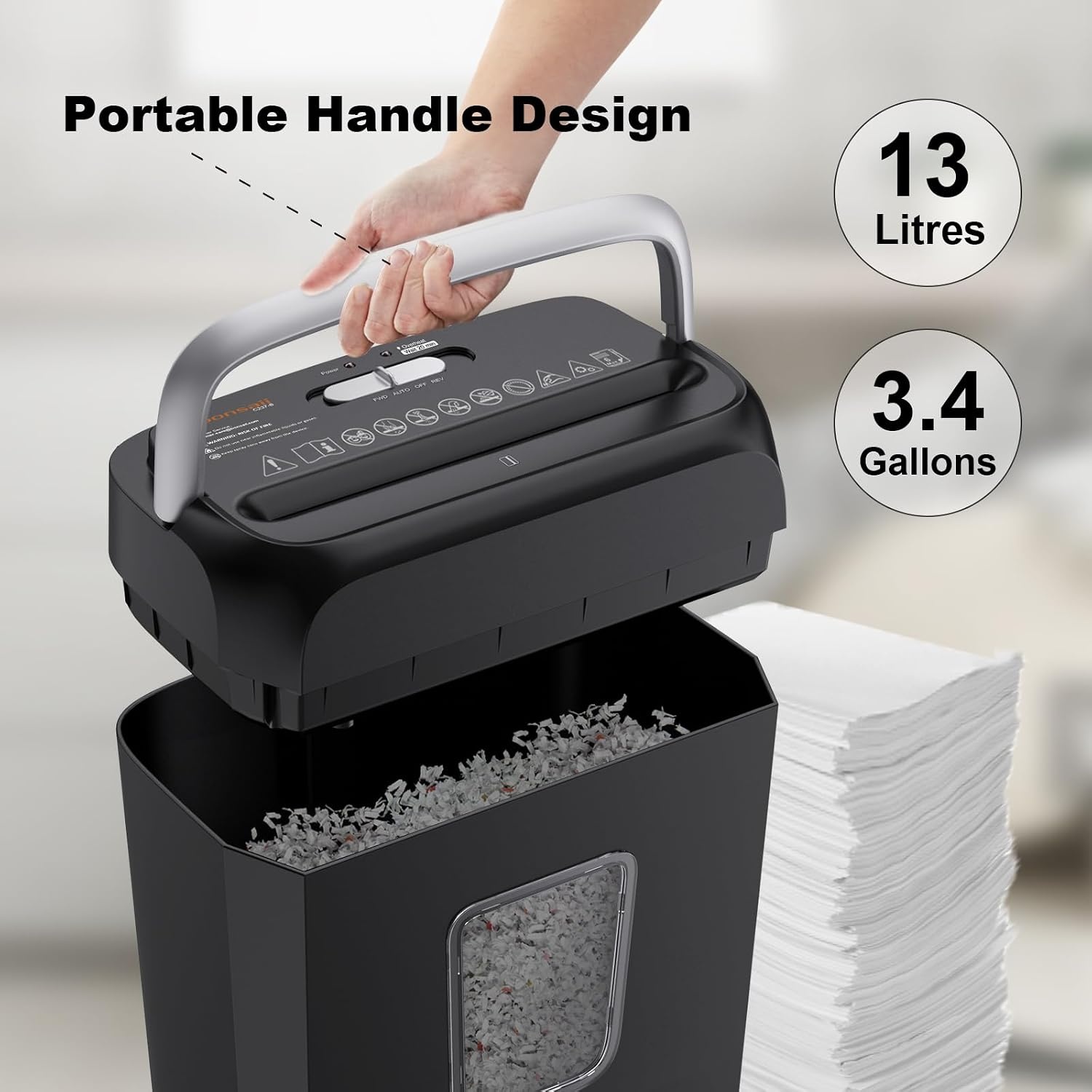 image:imageBonsaii 6Sheet Cross Cut Paper Shredder for Home 34 Gal BinBlack Gray
