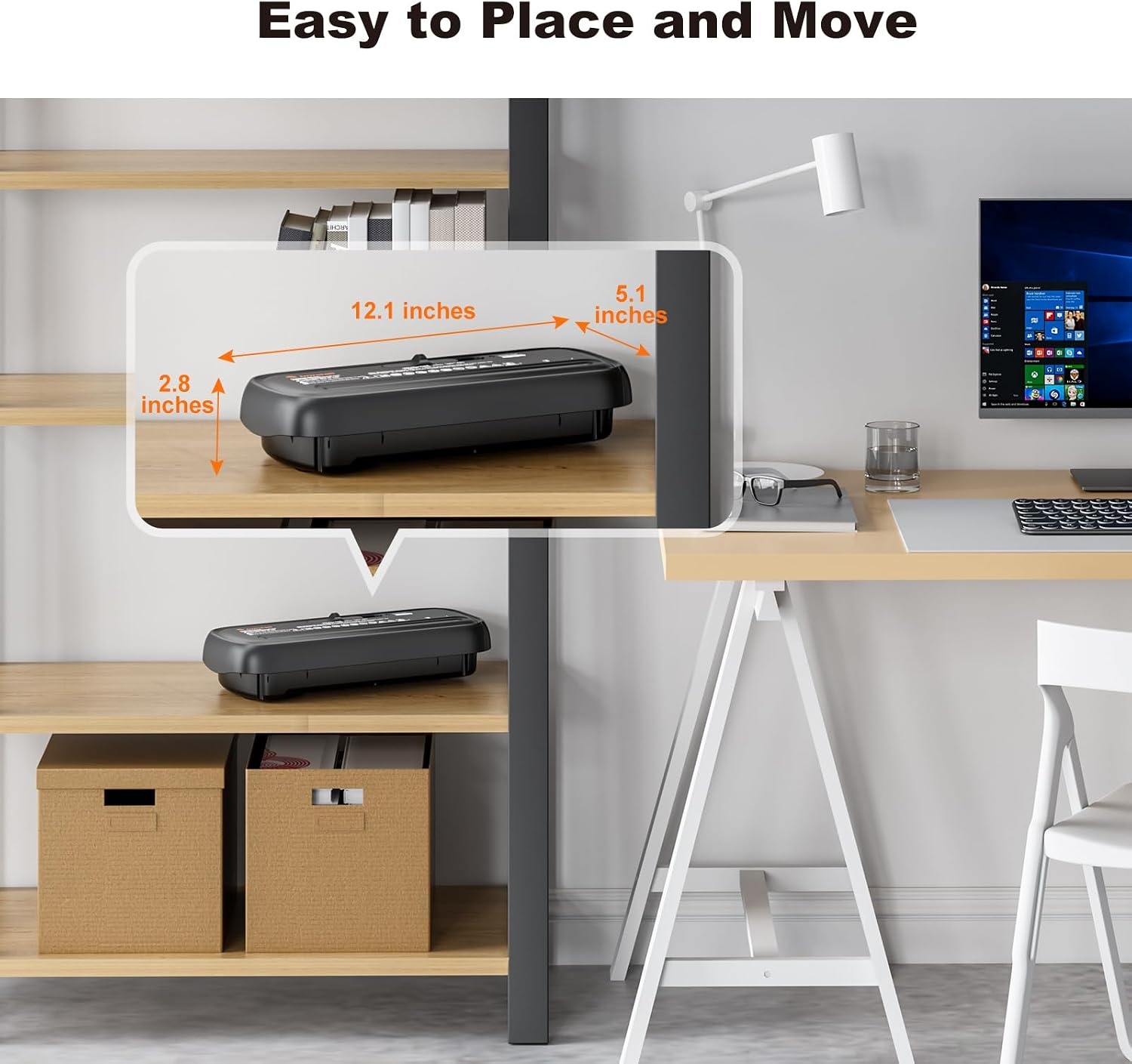image:imageBonsaii 6Sheet Small Strip Cut Paper Shredder for HomeWithout BasketBlack