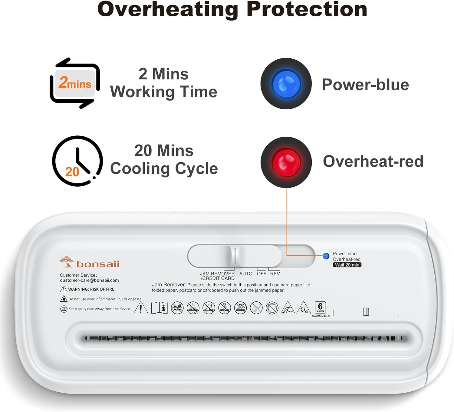 image:imageBonsaii 6Sheet Small Strip Cut Paper Shredder for HomeWithout BasketWhite