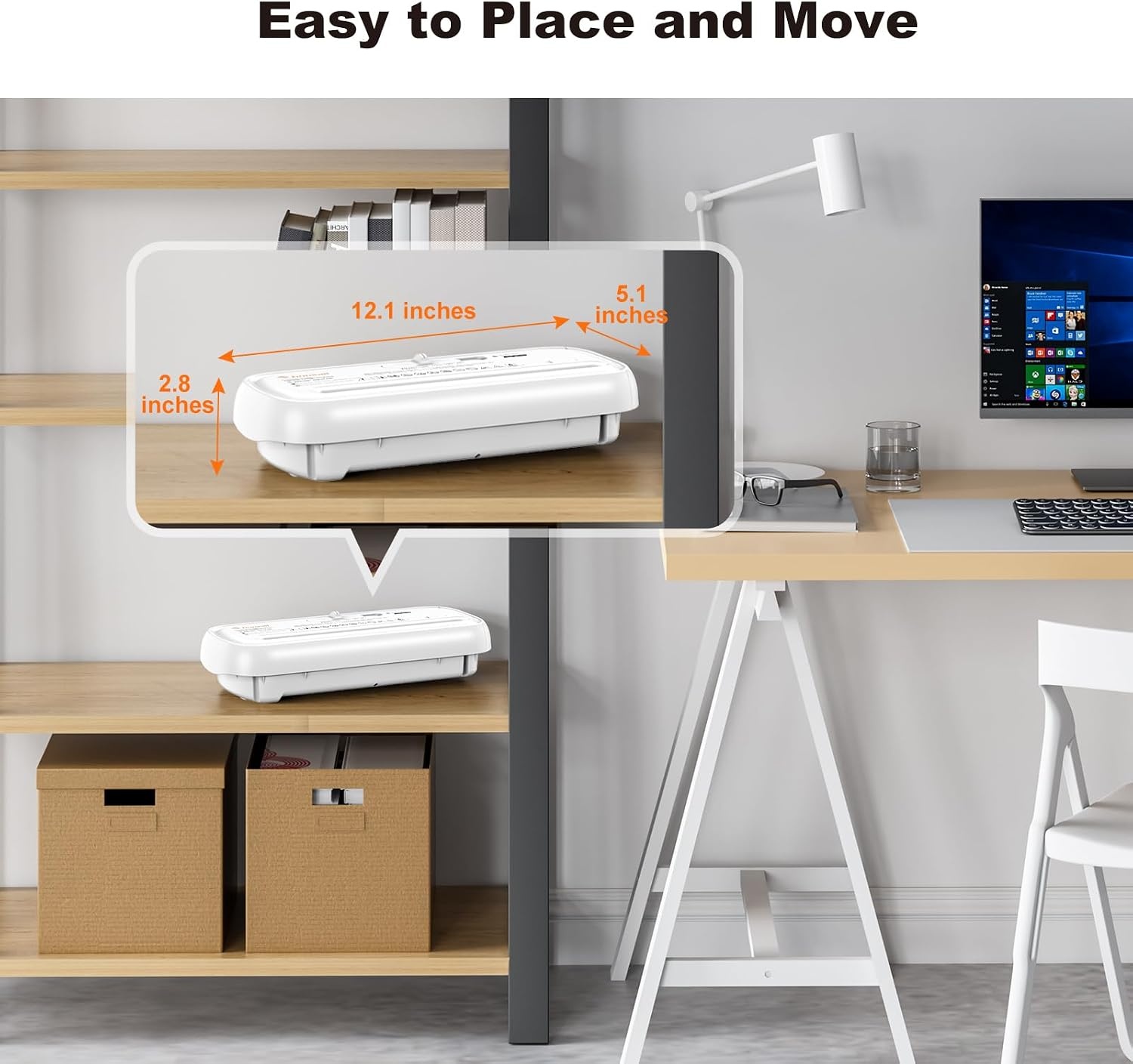 image:imageBonsaii 6Sheet Small Strip Cut Paper Shredder for HomeWithout BasketWhite
