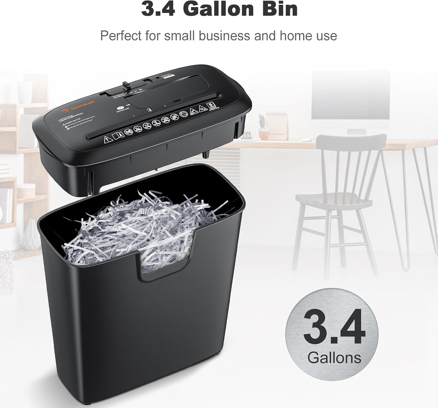image:imageBonsaii 8Sheet Strip Cut Paper Shredder for Home Shred CDs amp Credit Cards8 Sheet Black