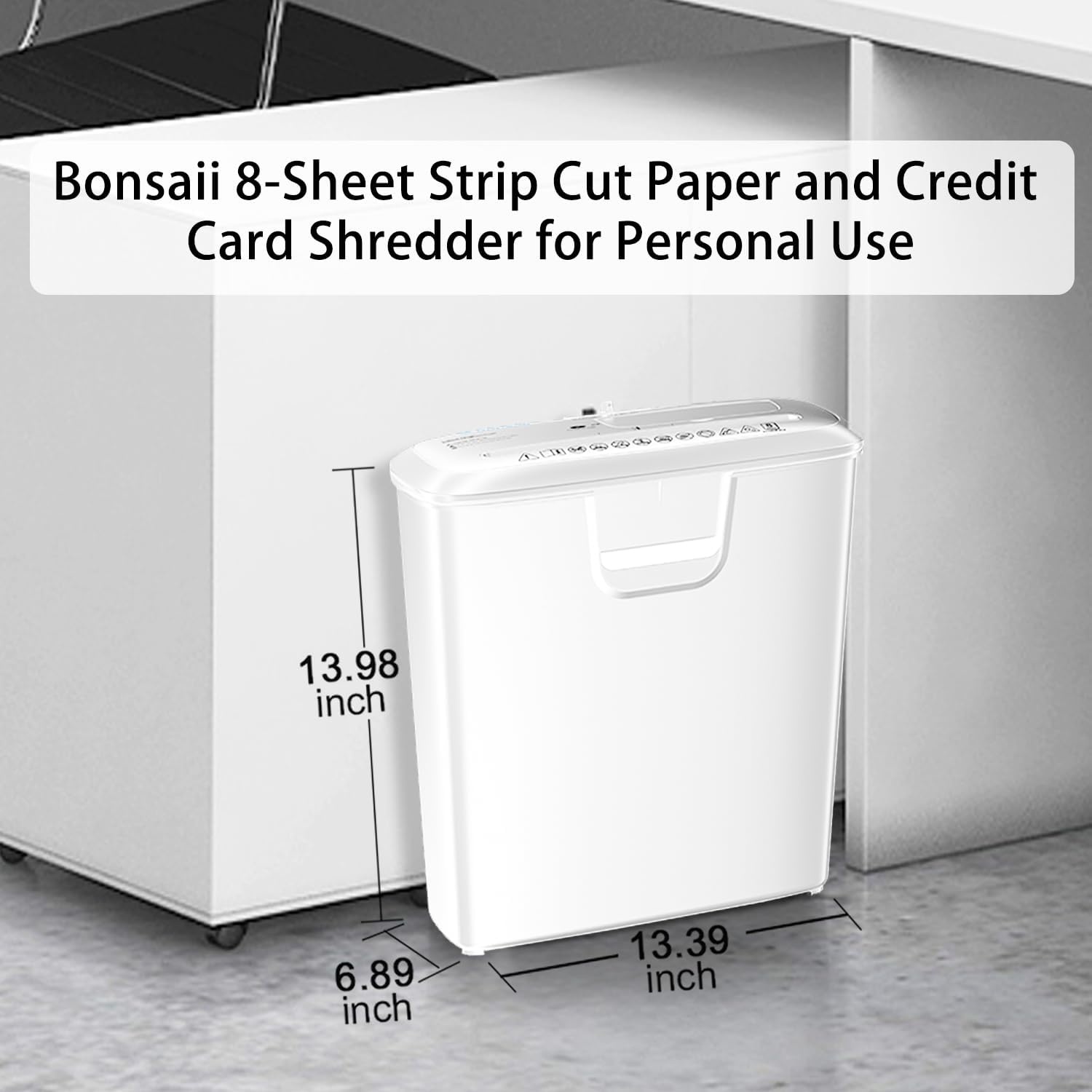 image:imageBonsaii 8Sheet Strip Cut Paper Shredder for Home Shred CDs amp Credit Cards8 Sheet White