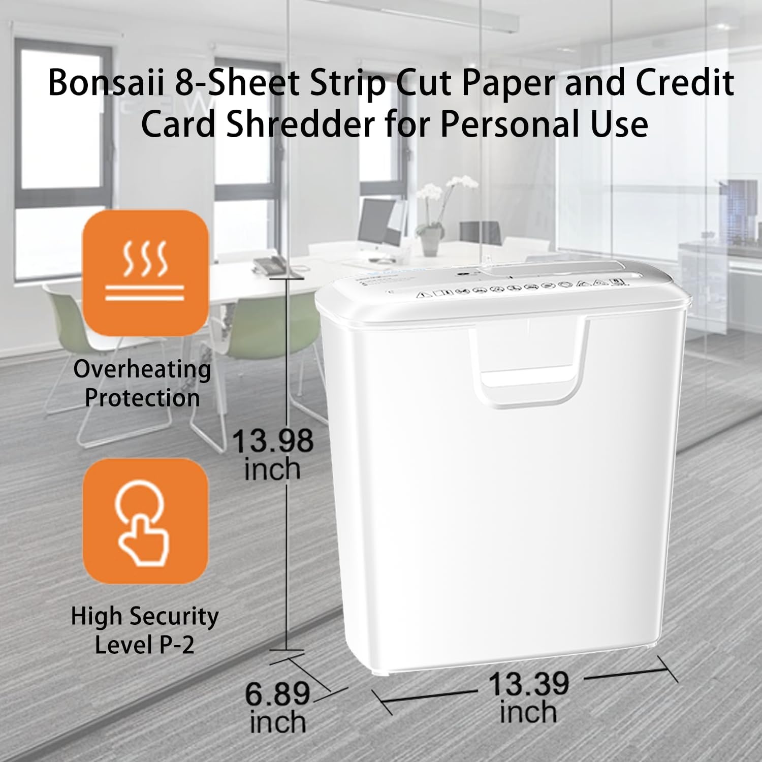 image:imageBonsaii 8Sheet Strip Cut Paper Shredder for Home Shred CDs amp Credit Cards8 Sheet White