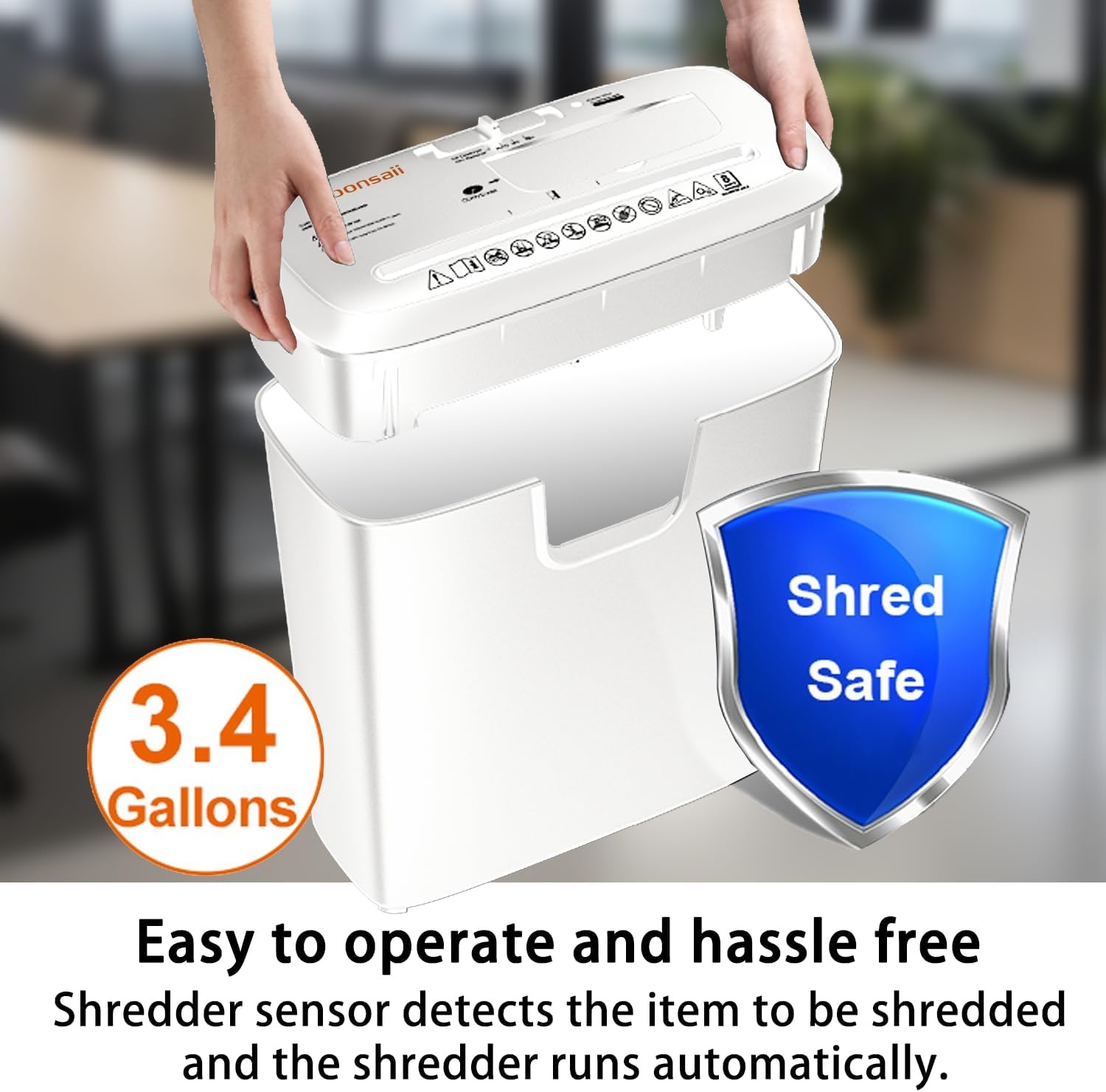 image:imageBonsaii 8Sheet Strip Cut Paper Shredder for Home Shred CDs amp Credit Cards8 Sheet White