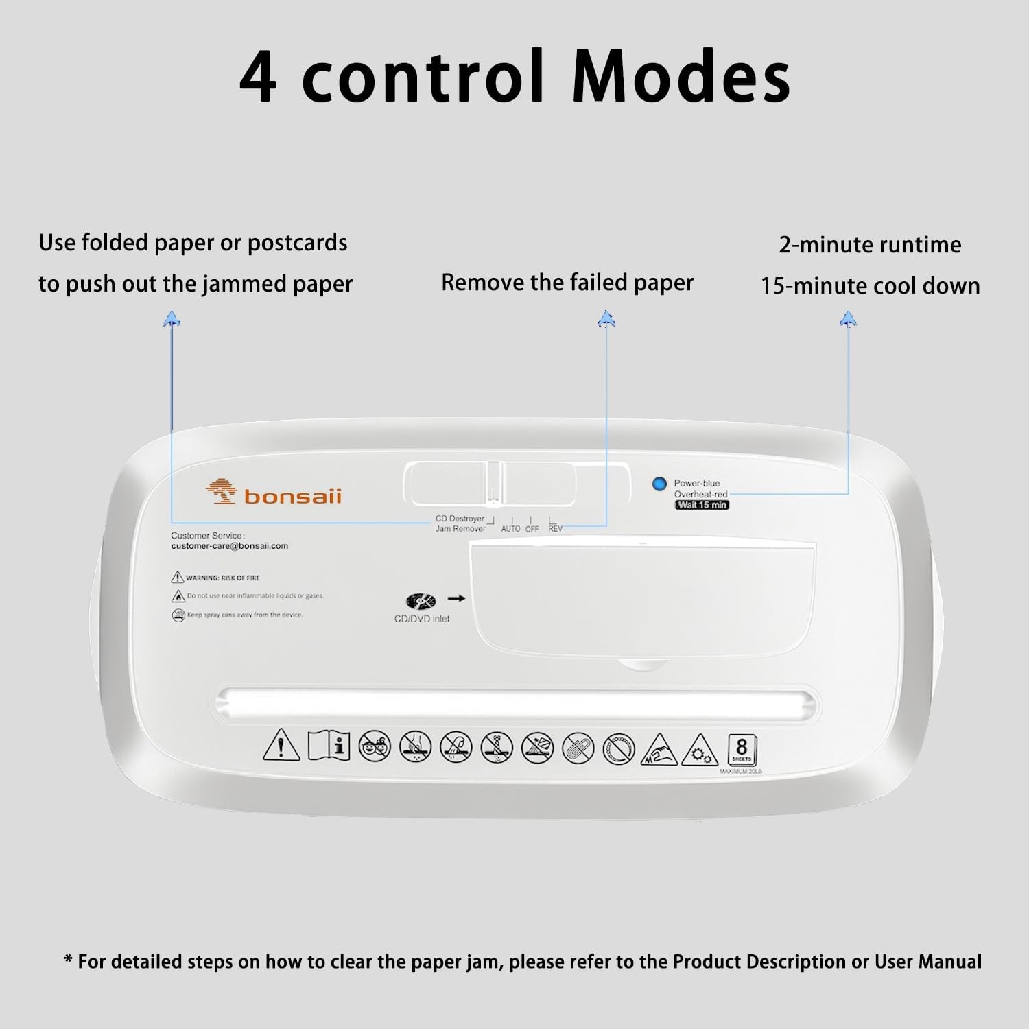 image:imageBonsaii 8Sheet Strip Cut Paper Shredder for Home Shred CDs amp Credit Cards8 Sheet White