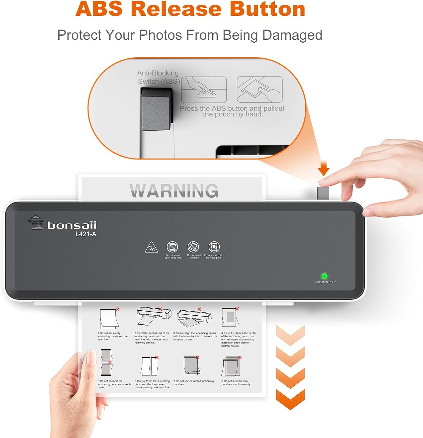 image:imageBonsaii 9 Inch Thermal Laminator Machine Compact Photo Laminating ToolGreywhite