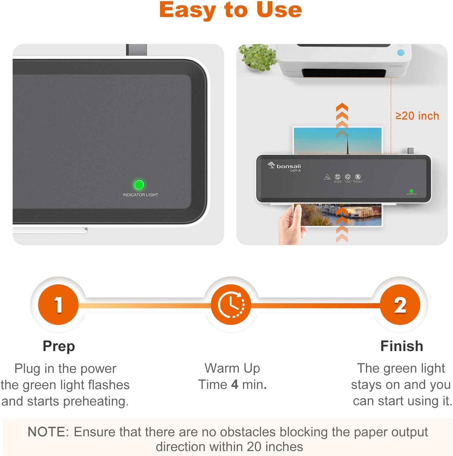image:imageBonsaii 9 Inch Thermal Laminator Machine Compact Photo Laminating ToolGreywhite