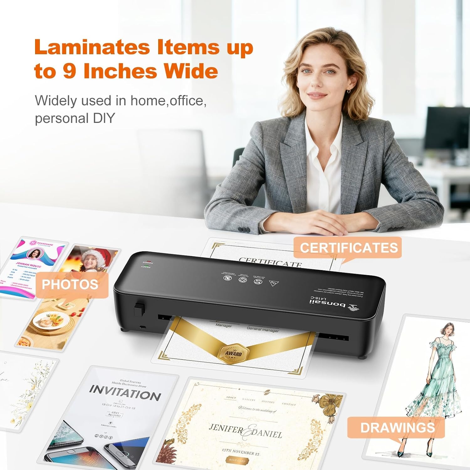 image:imageBonsaii 9Inch 4in1 Laminator Kit with Cutter Rounder amp 40 PouchesBlack