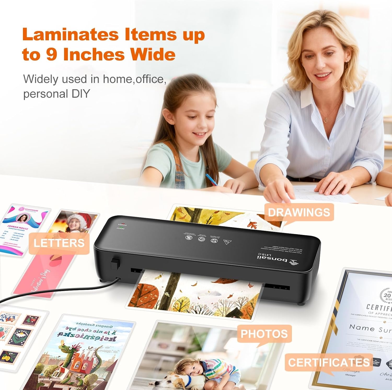 image:imageBonsaii 9Inch 4in1 Laminator Kit with Cutter Rounder amp 40 PouchesDark Black