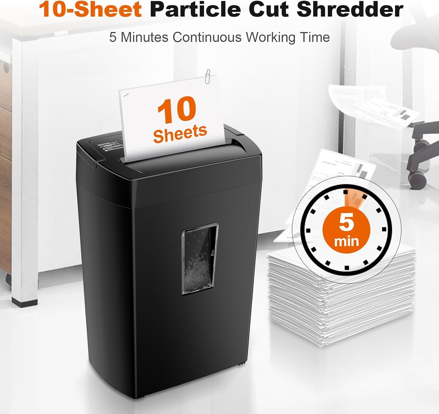 image:imageBonsaii Paper Shredder 10Sheet Home Office Shredders amp 12 Pack Lubricant Sheets