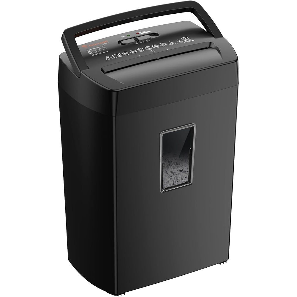 image:imageBonsaii 12Sheet Cross Cut Shredder P4 High Security Shredding 55 Gal Heavy Duty for Home Office Shreds Paper Credit Card Mail Staples with Transparent Window WhiteAll Black