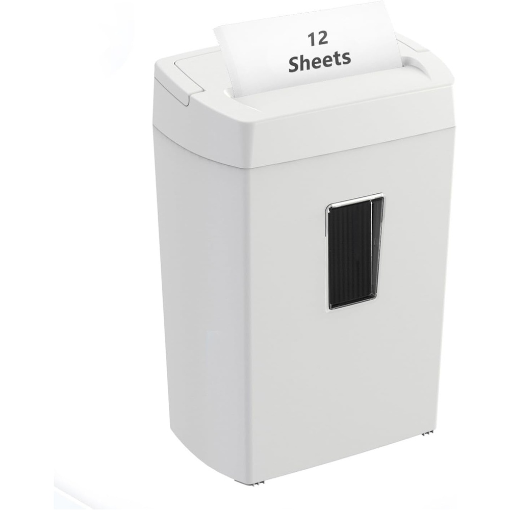 image:imageBonsaii 12Sheet Crosscut Paper Shredder for Home Office P4 Security 5Minute Continuous Run Time Overheat Protection 55Gallon Bin with Clear Window amp Handle Compact White DesignWhite
