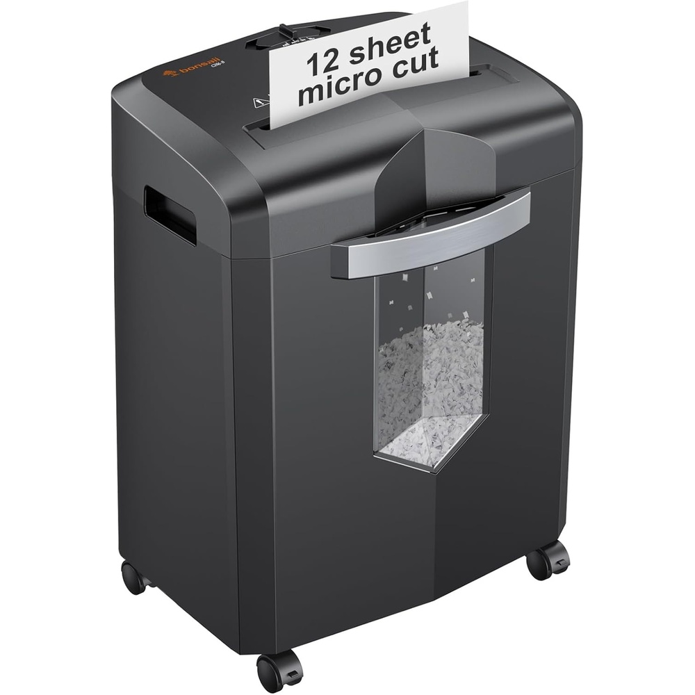 image:imageBonsaii 12Sheet Micro Cut 60Minute Paper Shredders for Home OfficeBlack