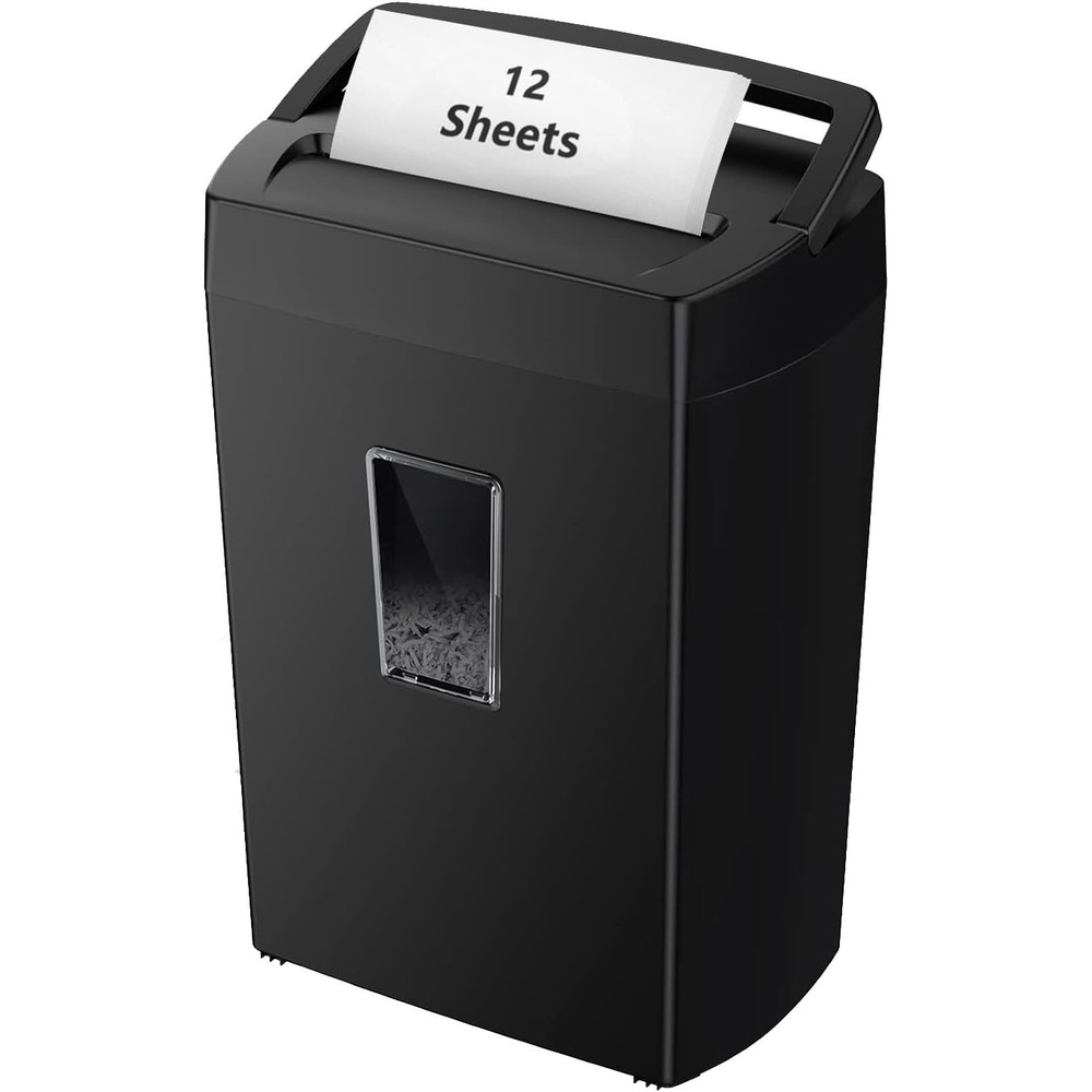 image:imageBonsaii 12Sheet Micro Cut Shredder P4 Security Level Shreds Paper CD Credit Card Mail Staple amp Clip  60 Min Continuous Use JamProof System 42 Gal Pullout BinBlack