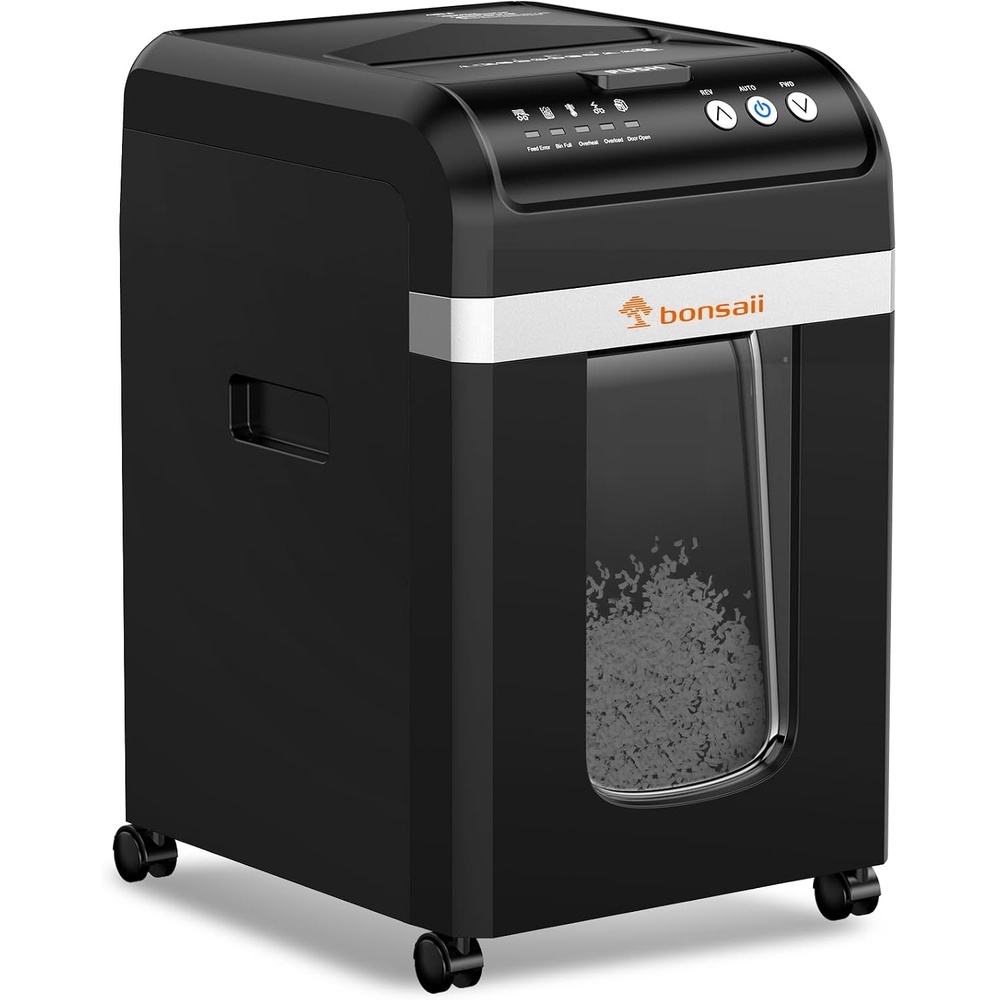 image:imageBonsaii 200Sheet Auto Feed Micro Cut Heavy Duty Paper Shredder for OfficeBlack