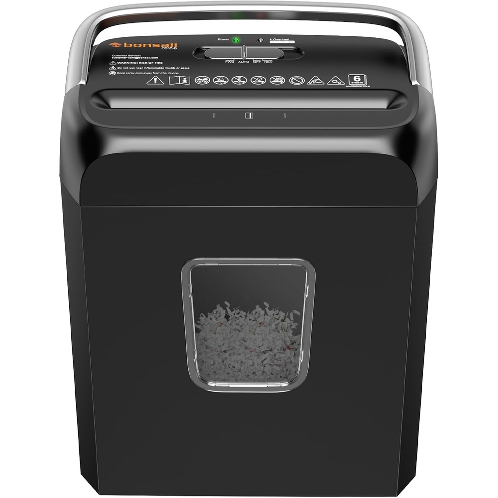 image:imageBonsaii 6Sheet Cross Cut Paper Shredder for Home 34 Gal BinBlack